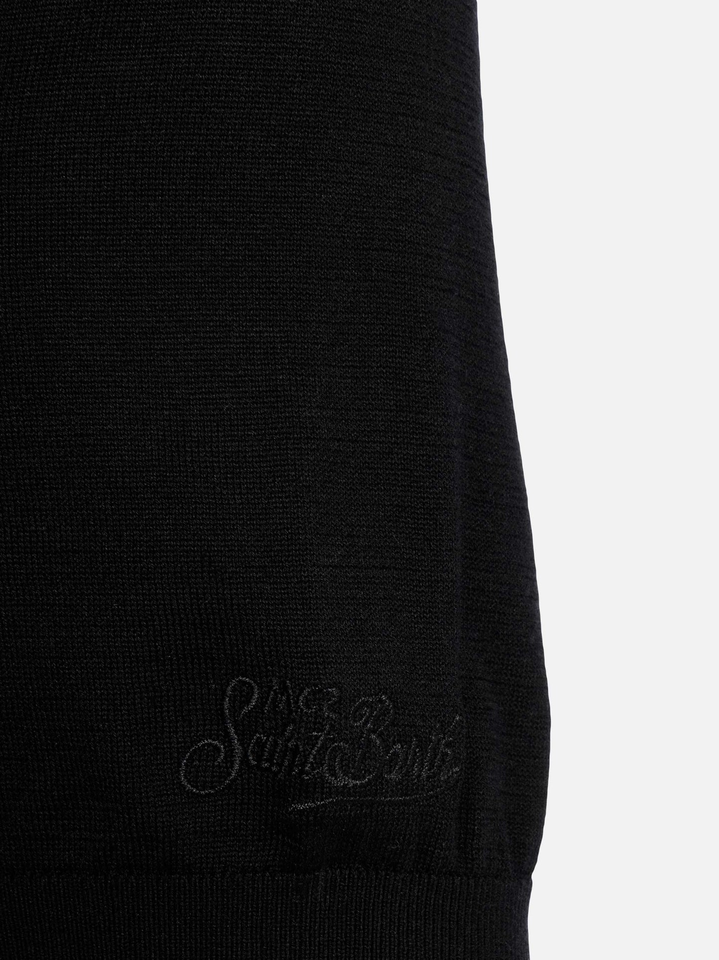 Sloan black silk cotton knitted polo shirt - MC2 Saint Barth