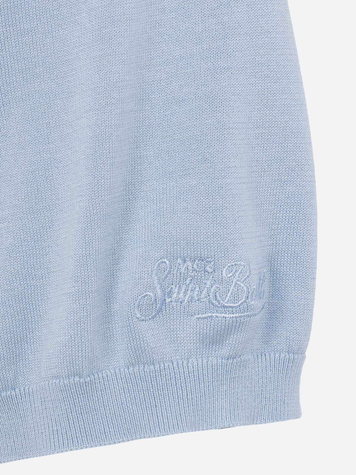 Sloan light blue silk cotton knitted polo shirt - MC2 Saint Barth