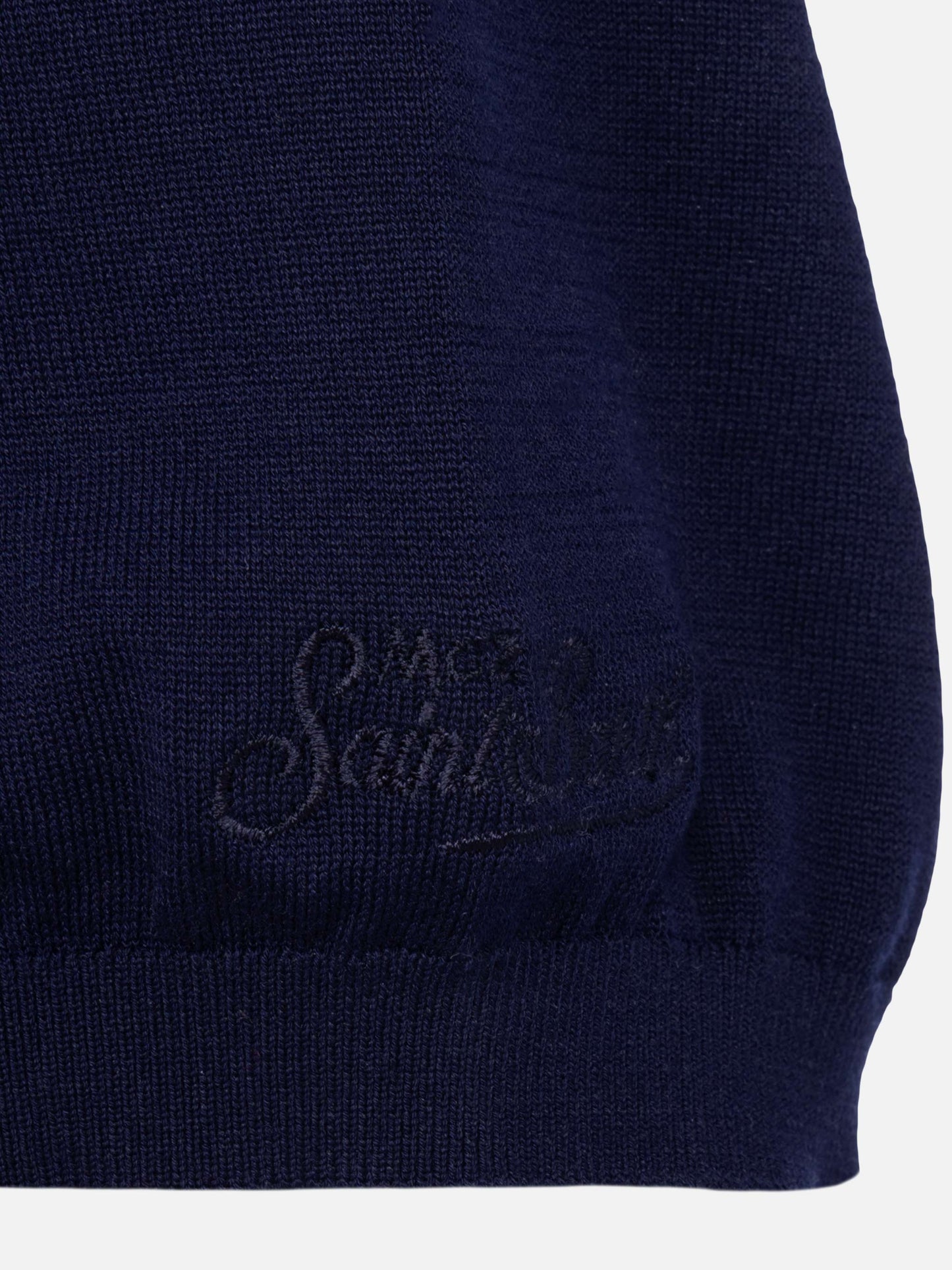 Sloan navy blue silk cotton knitted polo shirt - MC2 Saint Barth