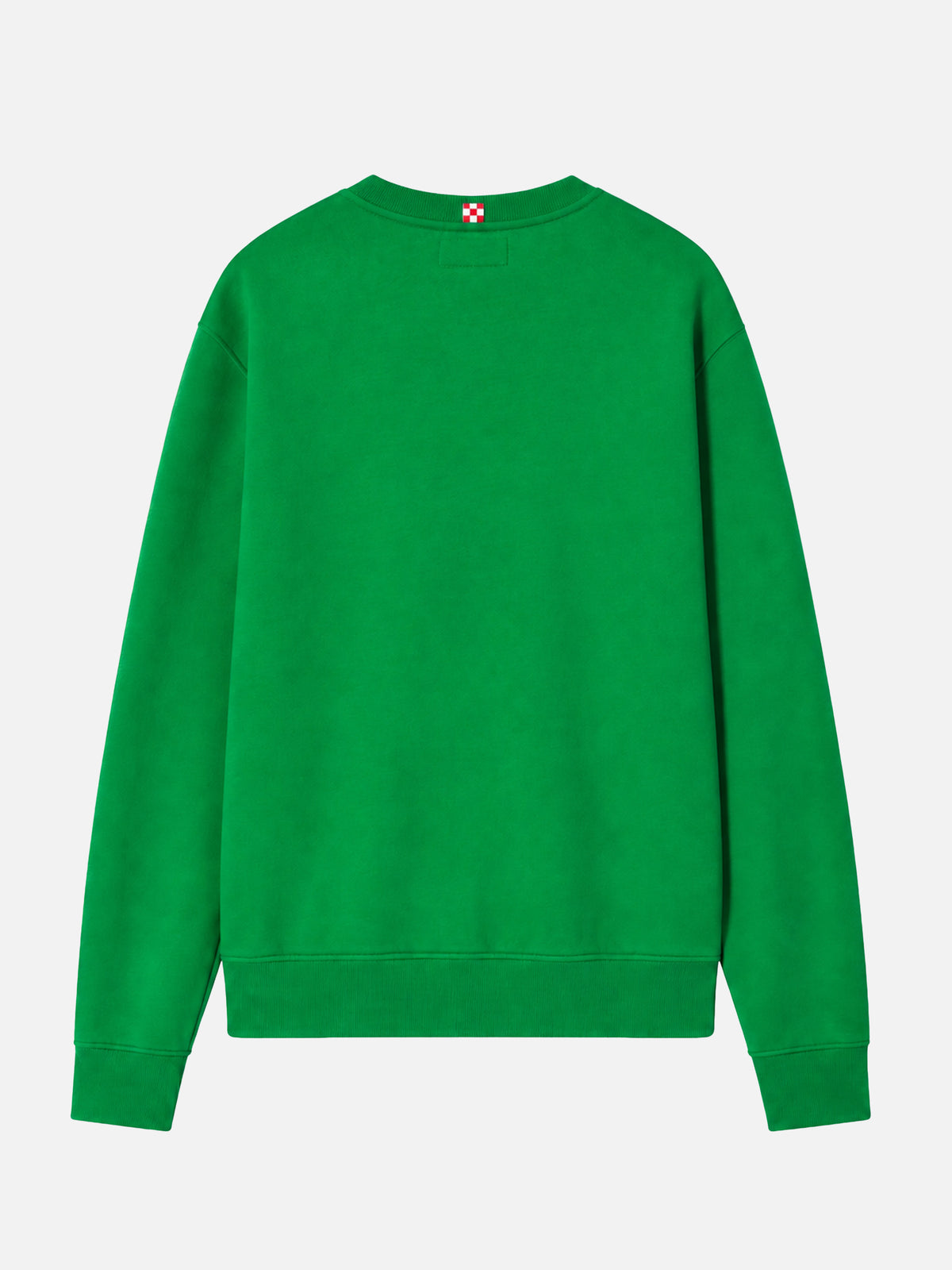 Felpa Soho verde in cotone con patch logo gialla in spugna
