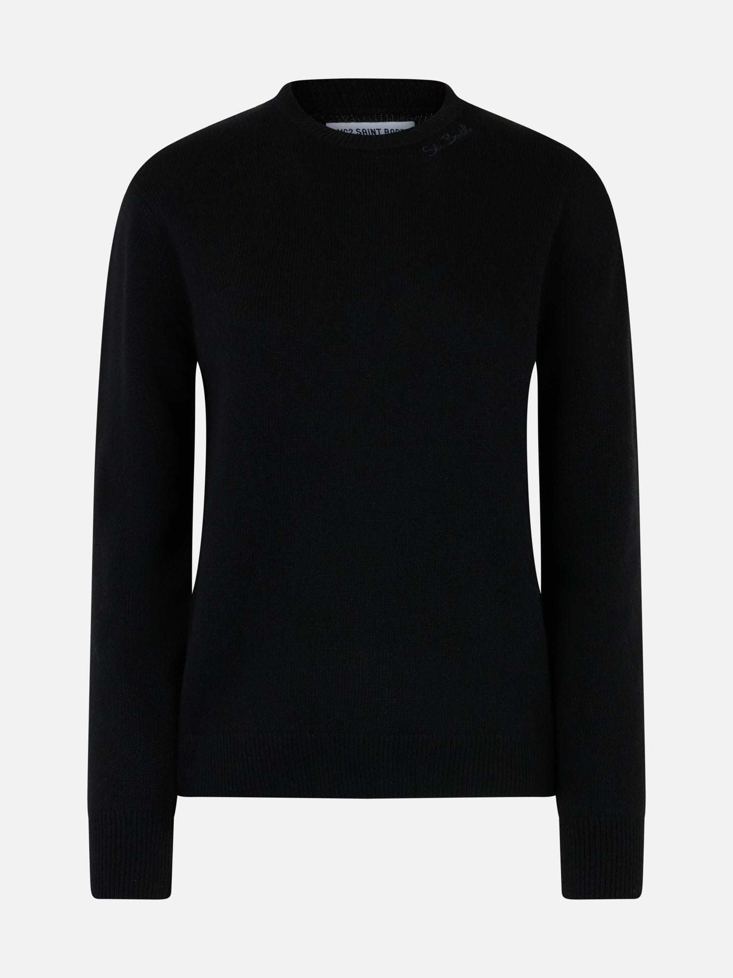 Woman black cashmere blend crewneck sweater Sorbonne - MC2 Saint Barth