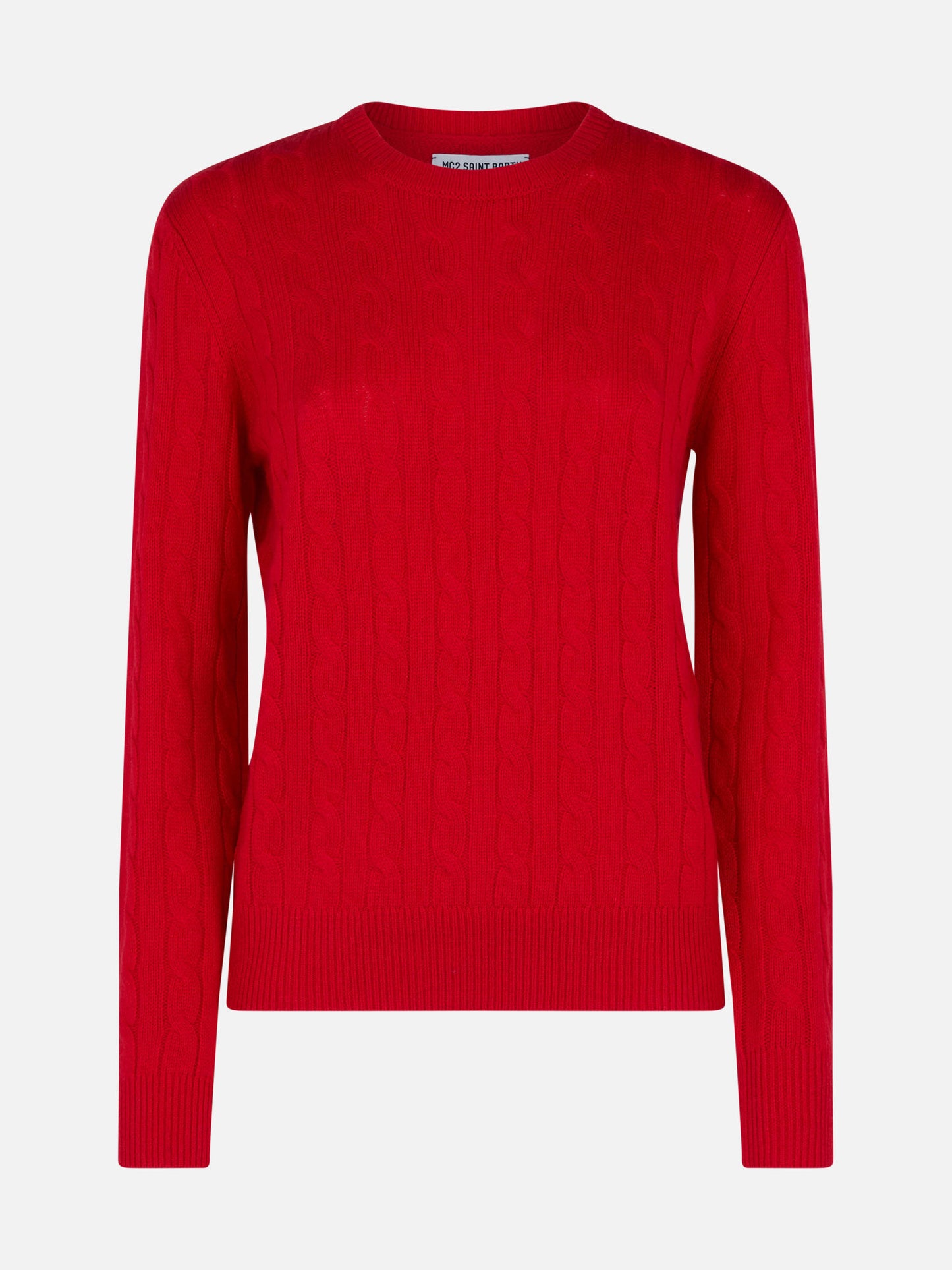 Woman cashmere blend cable knit red sweater Sorbonne - MC2 Saint Barth