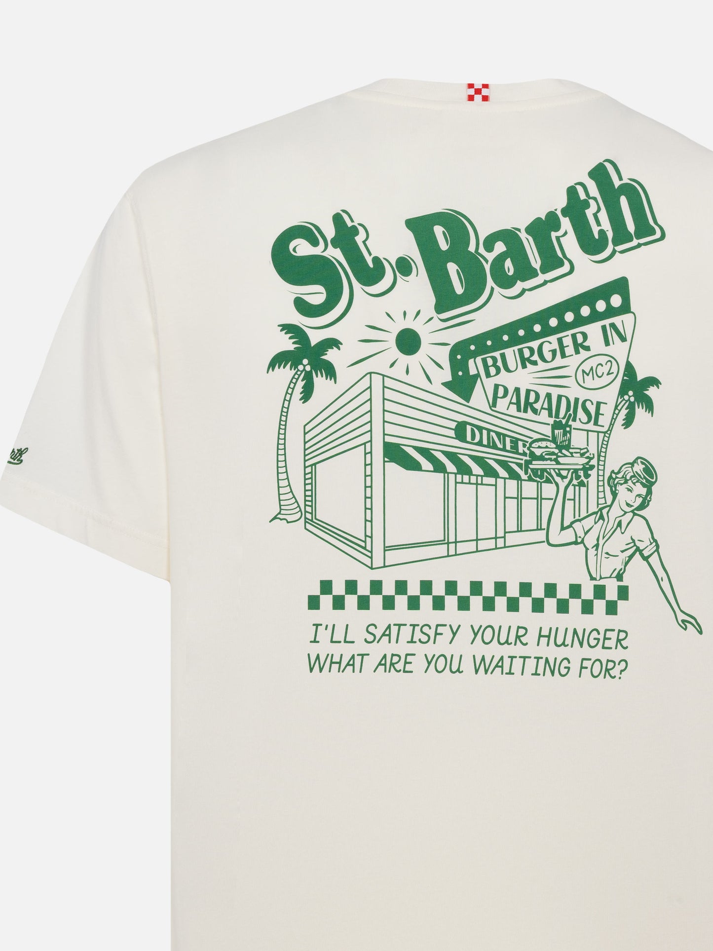 Off-white cotton T-shirt with St. Barth burger paradise print - MC2 Saint Barth