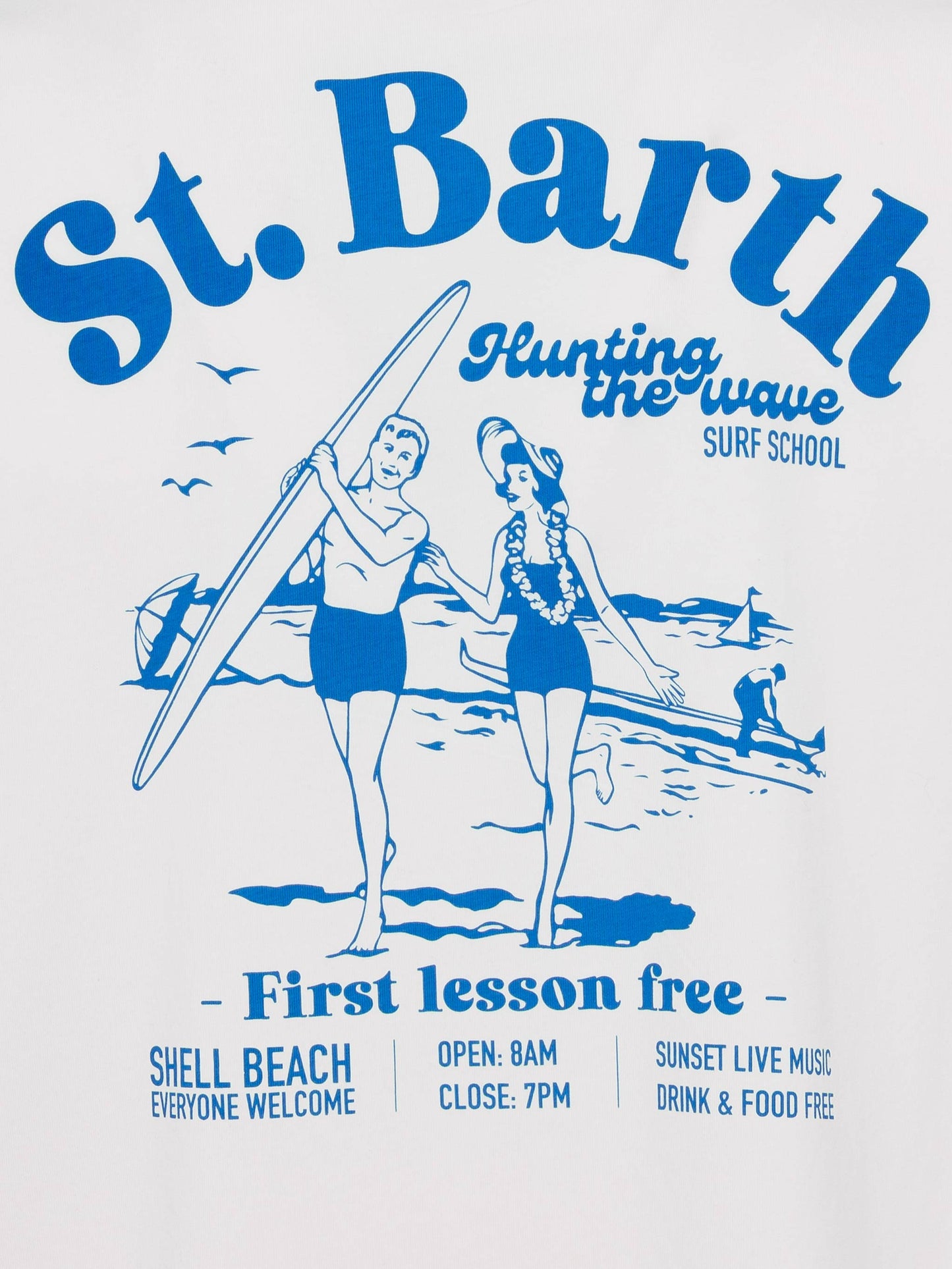 Off-white cotton T-shirt with St. Barth hunting wave print - MC2 Saint Barth