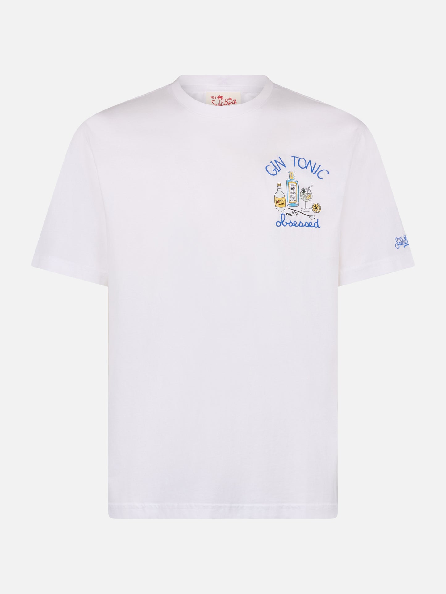 Man cotton t-shirt with Gin Tonic obsessed embroidery - MC2 Saint Barth