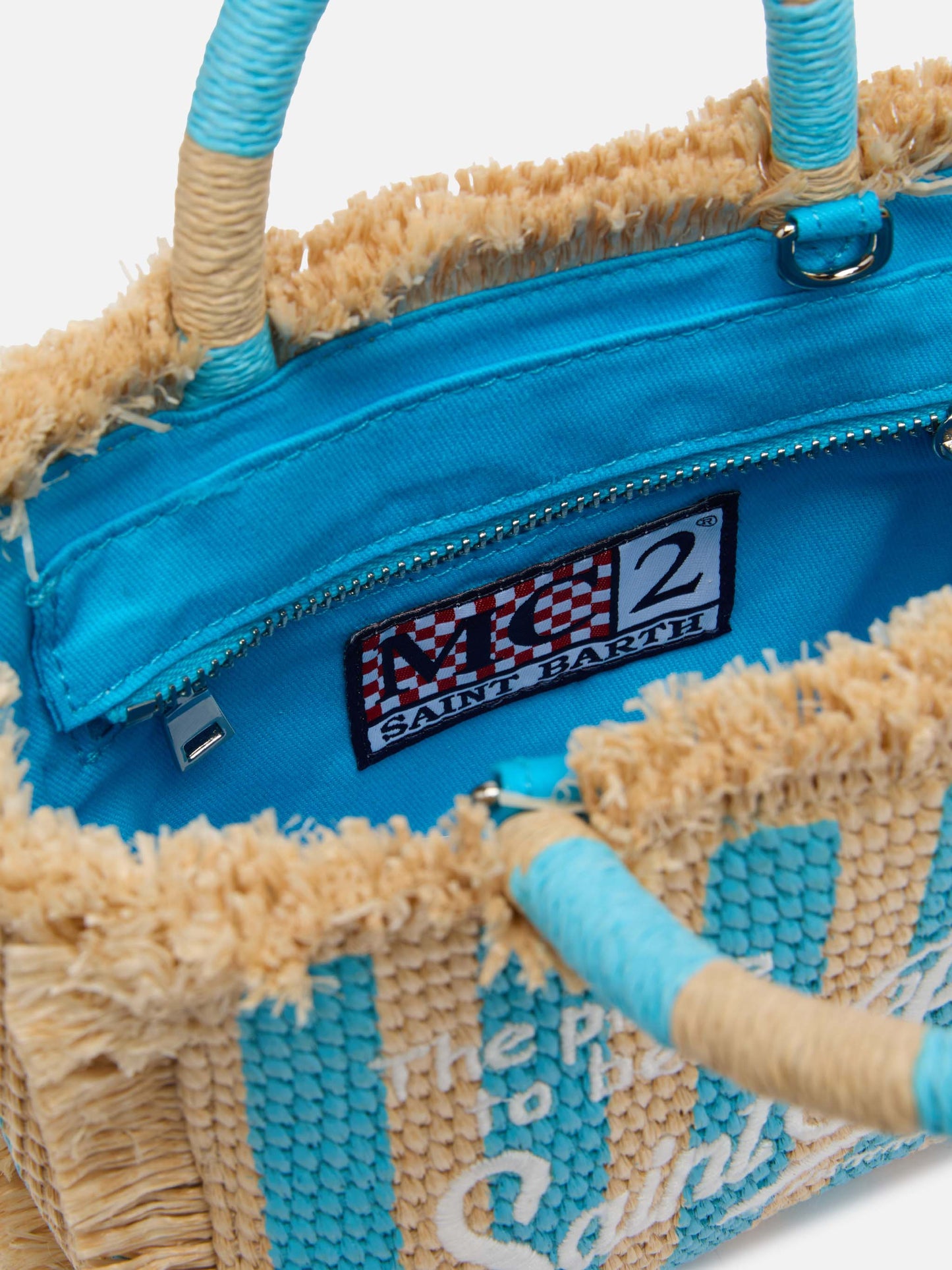 Mini Vanity Straw effect bag with striped print - MC2 Saint Barth