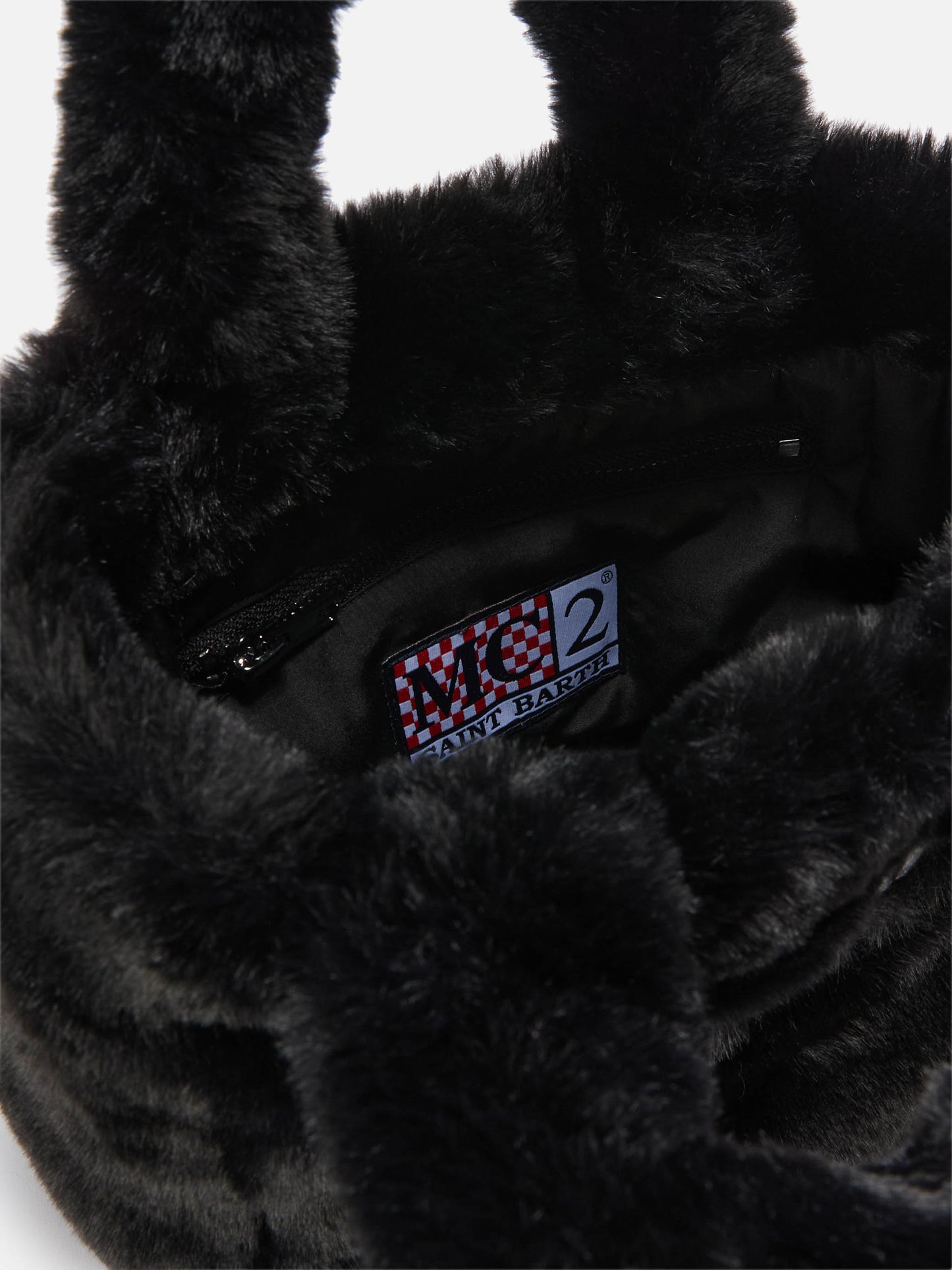 Vanity Mini Soft Handbag in black faux fur