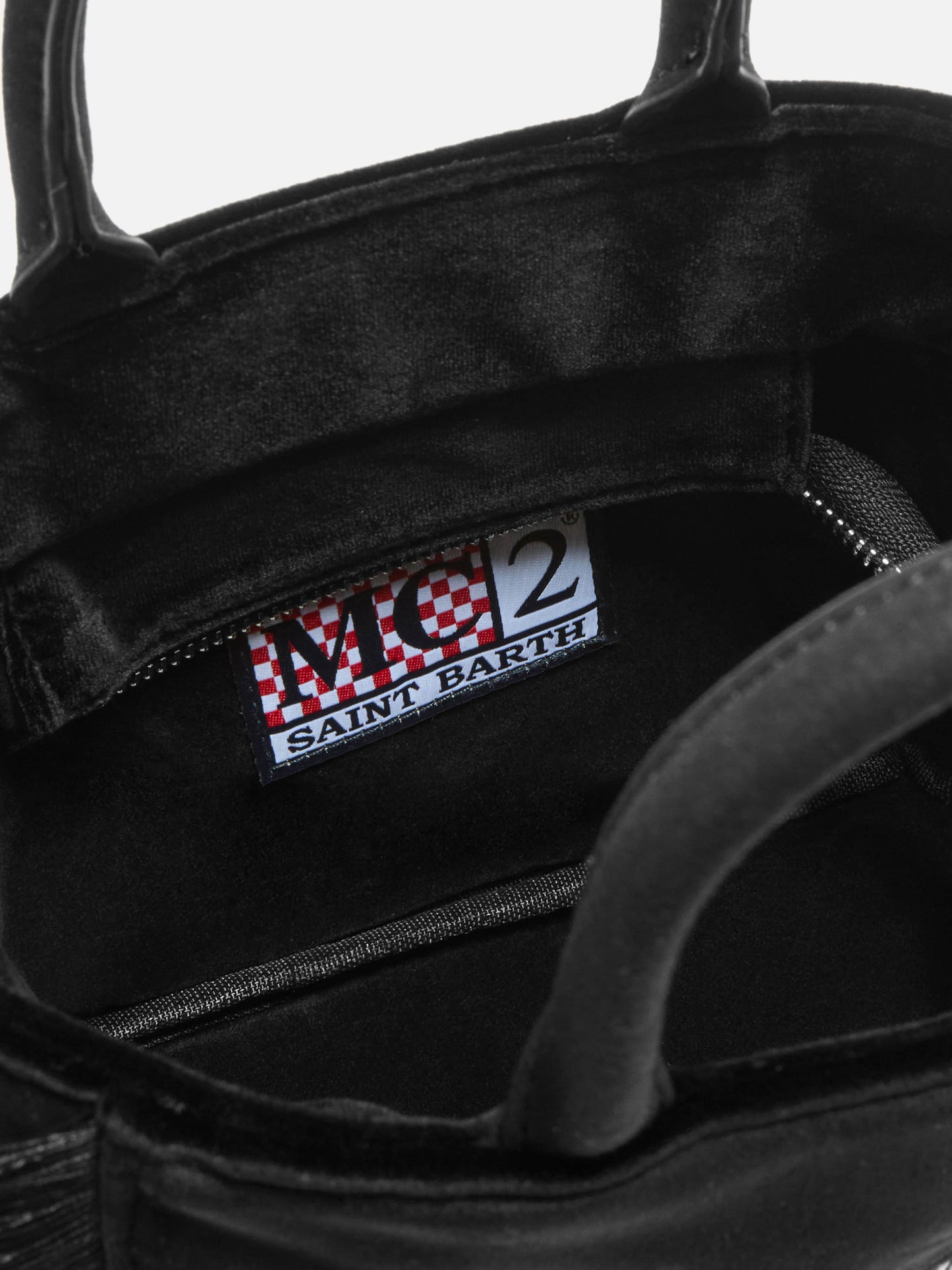 Vanity Mini Velvet Handbag in black velvet and faux suede