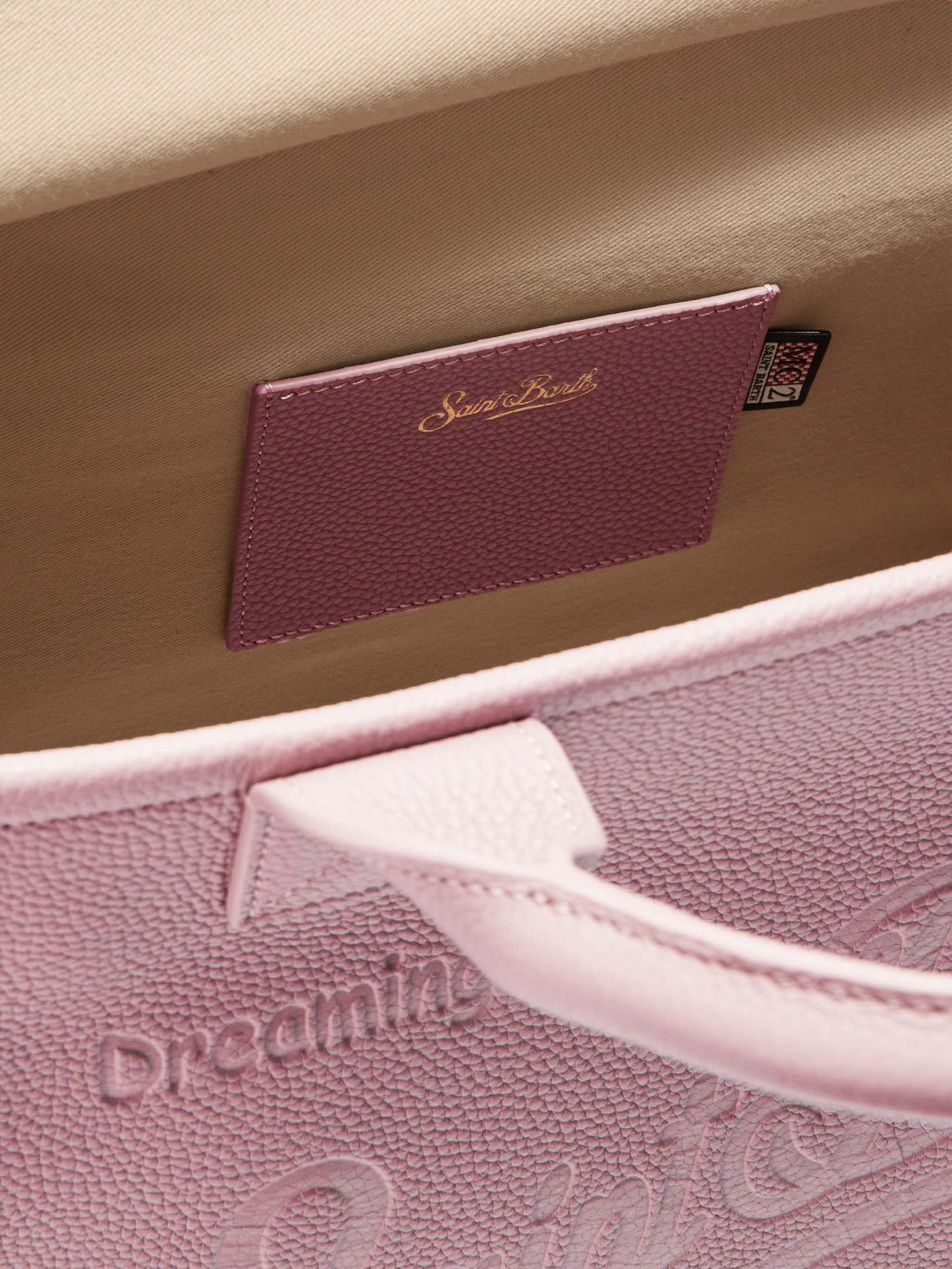 Vanity Bag Large Shoulder Bag in pink hammered leather