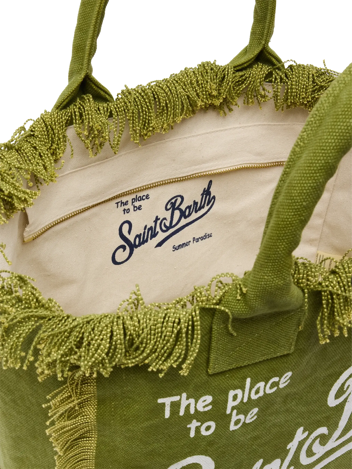 Military green cotton canvas Vanity tote bag - MC2 Saint Barth