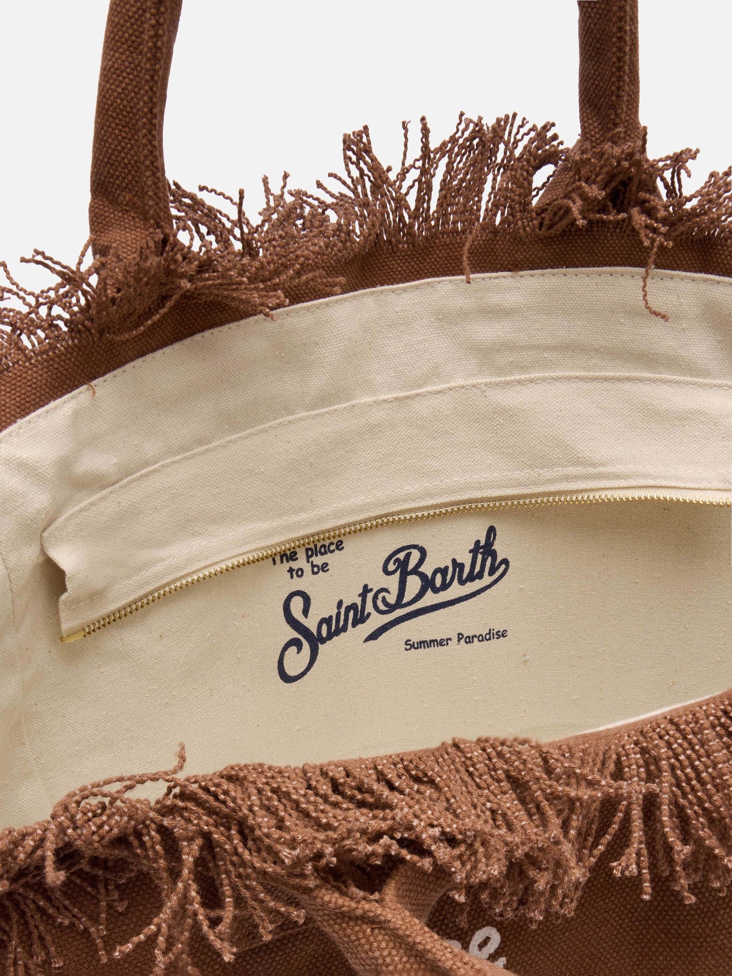 Borsa a spalla Vanity in canvas di cotone marrone