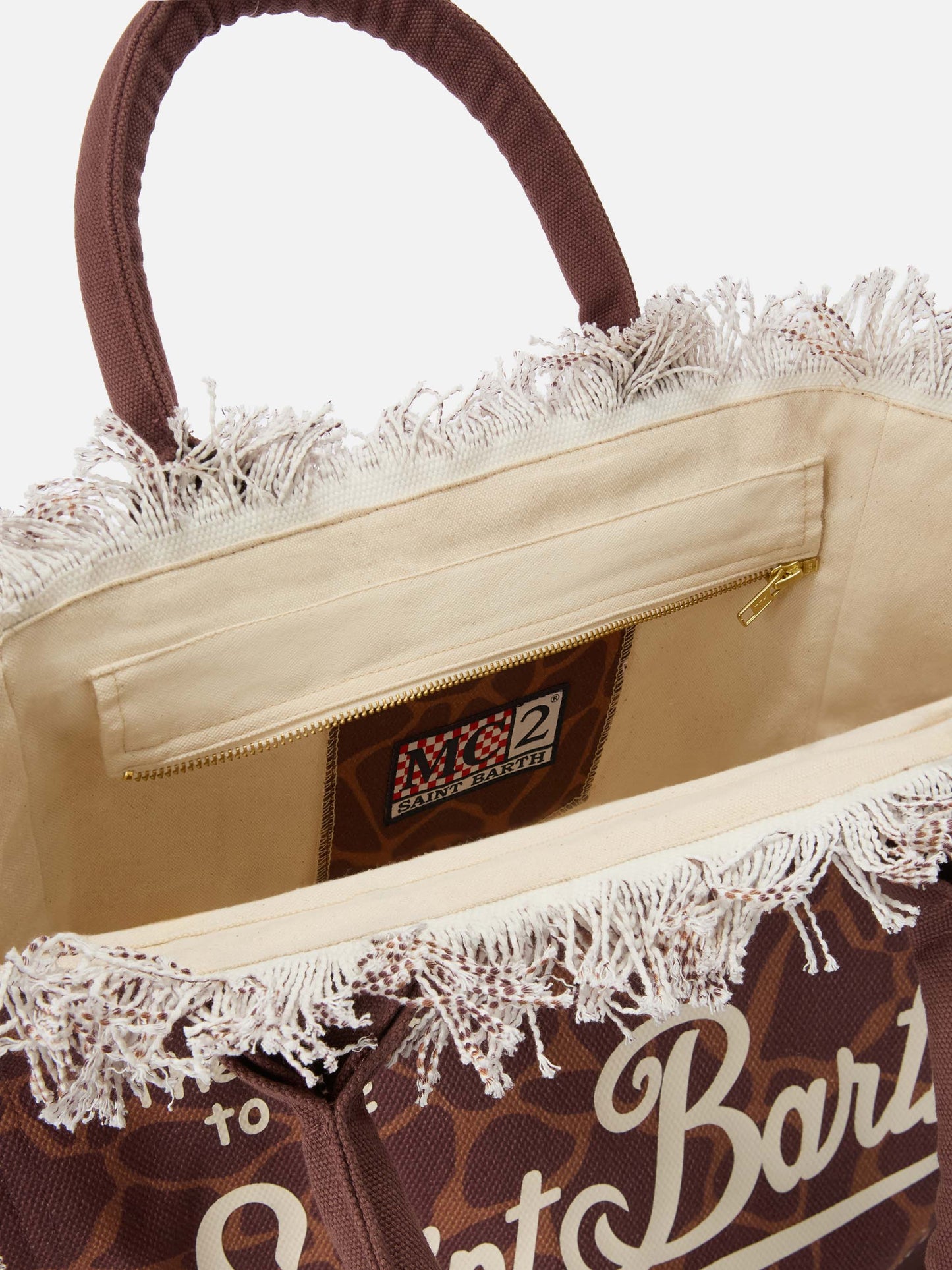 Regular Vanity-Tasche aus Canvas mit braunem Animal-Print