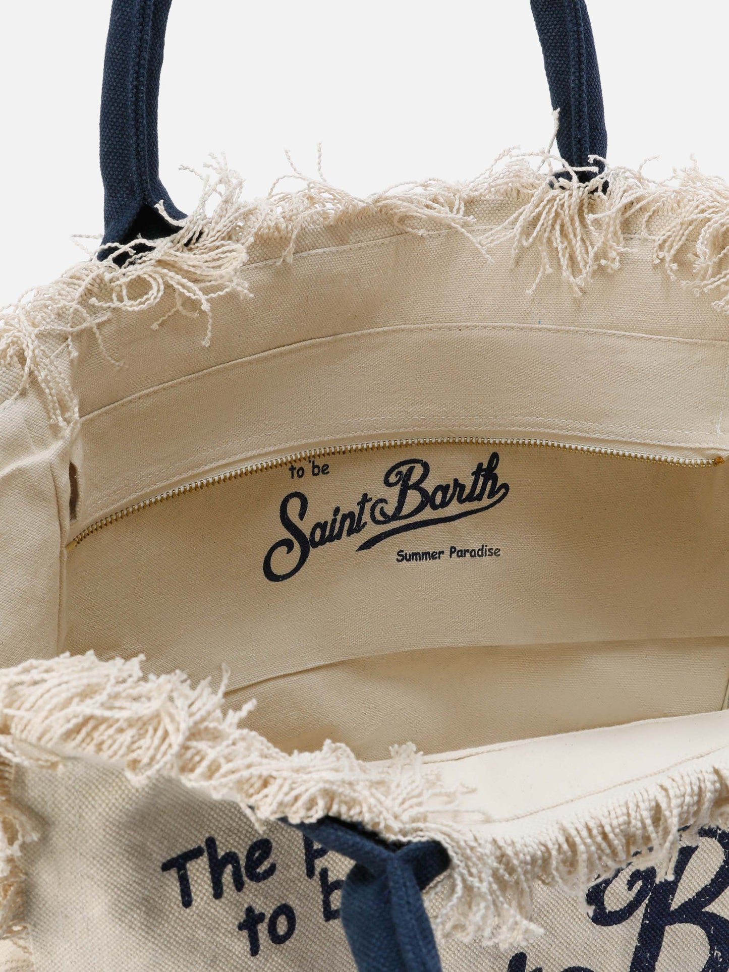 Borsa Vanity regular bianca in canvas con frange