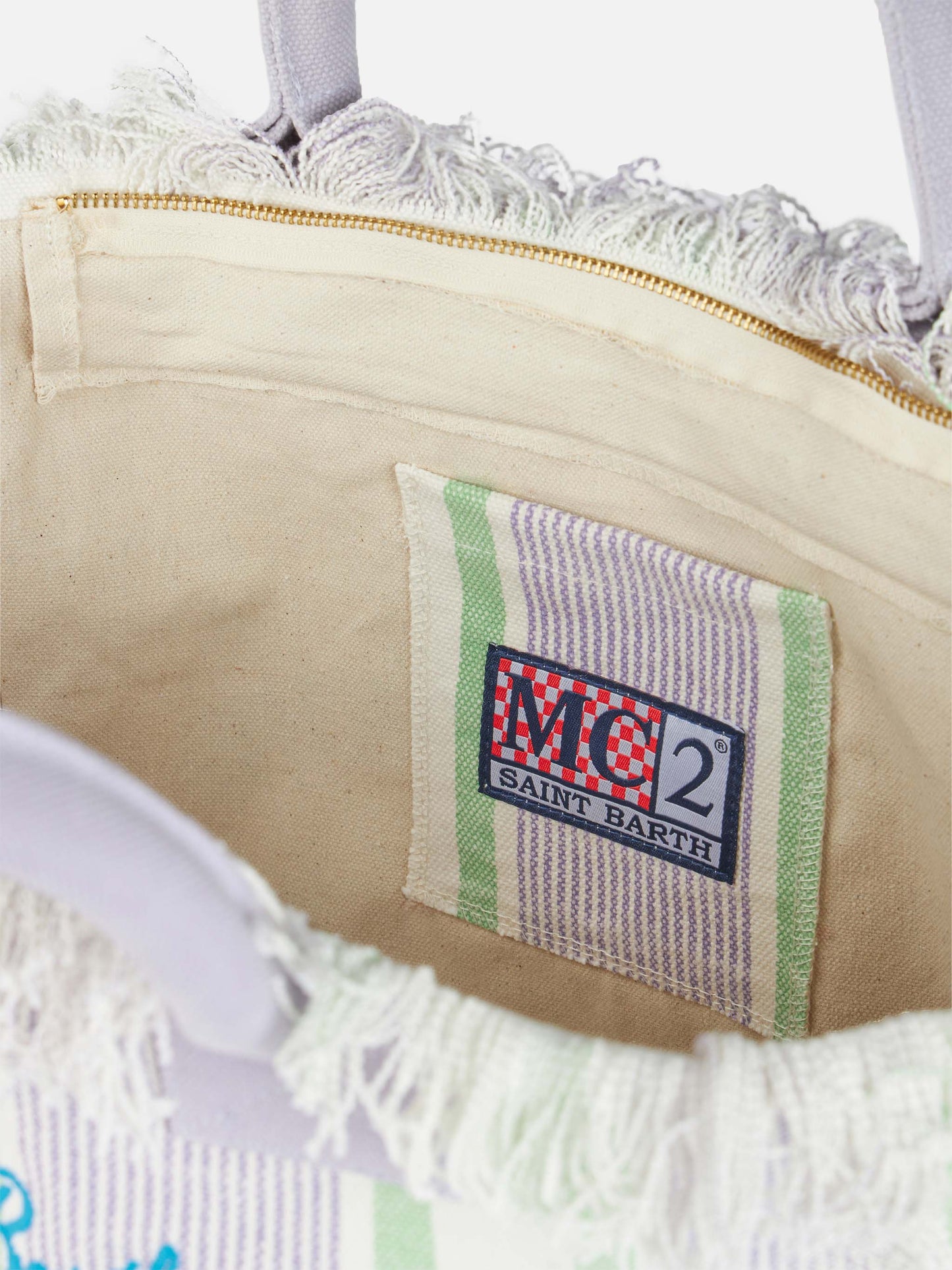 Porto Cervo Beach Club striped cotton canvas Vanity tote bag - MC2 Saint Barth