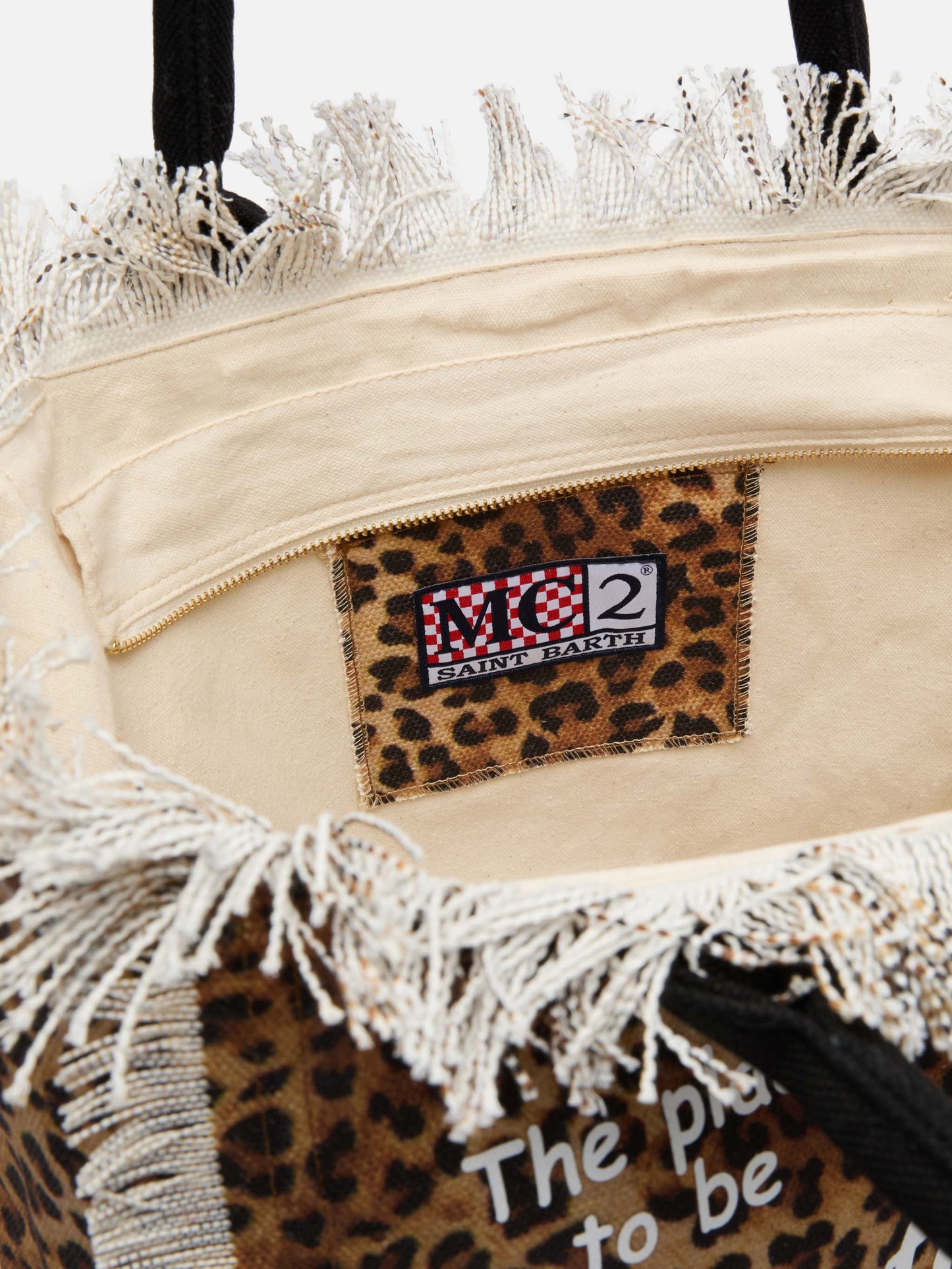 Cotton canvas Vanity tote bag with leopard print - MC2 Saint Barth
