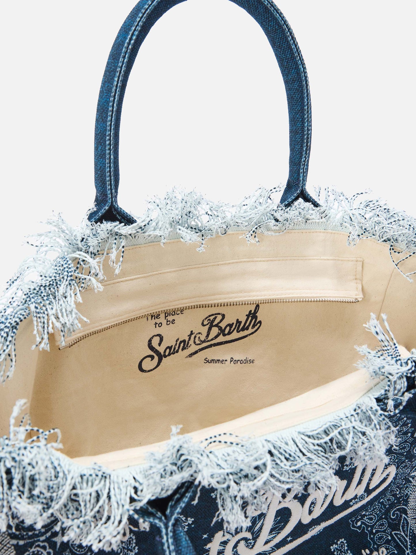 Borsa Vanity regular in canvas azzurro con stampa bandana