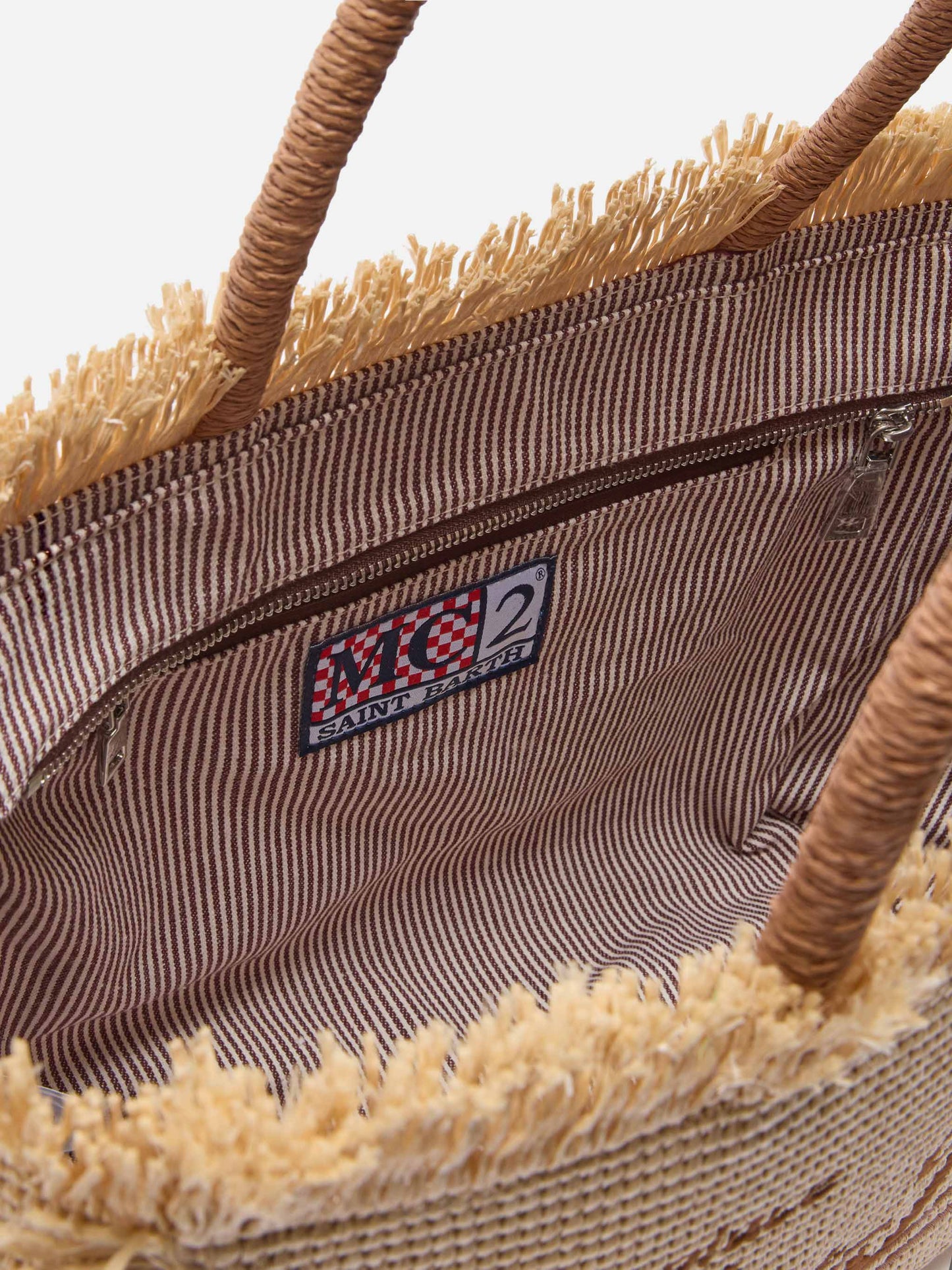 Regular Vanity straw effect bag with embroidered logo
