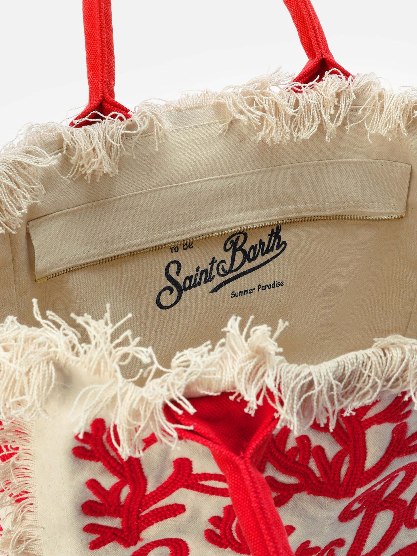 Borsa Vanity regular in canvas con ricamo coralli tufting