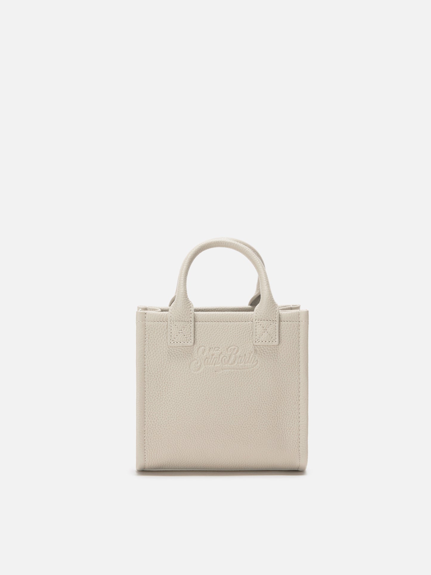 Borsa a spalla Vanity Bag Mini in pelle martellata bianca