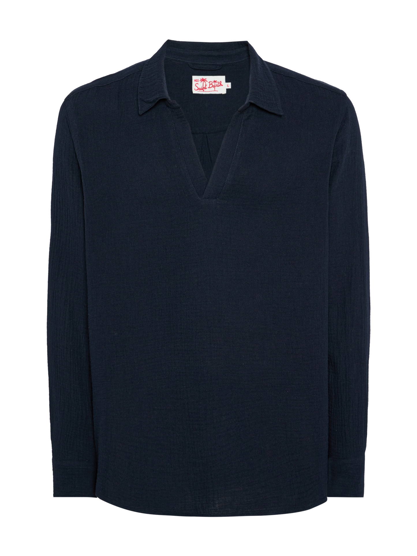 Navy blue cotton gauze polo shirt Ventotene - MC2 Saint Barth