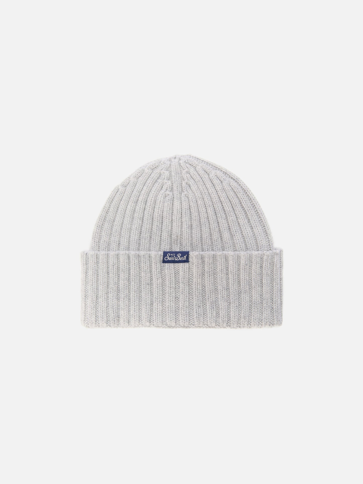 Wengen beanie in cashmere blend in grey with Campiglio embroidery
