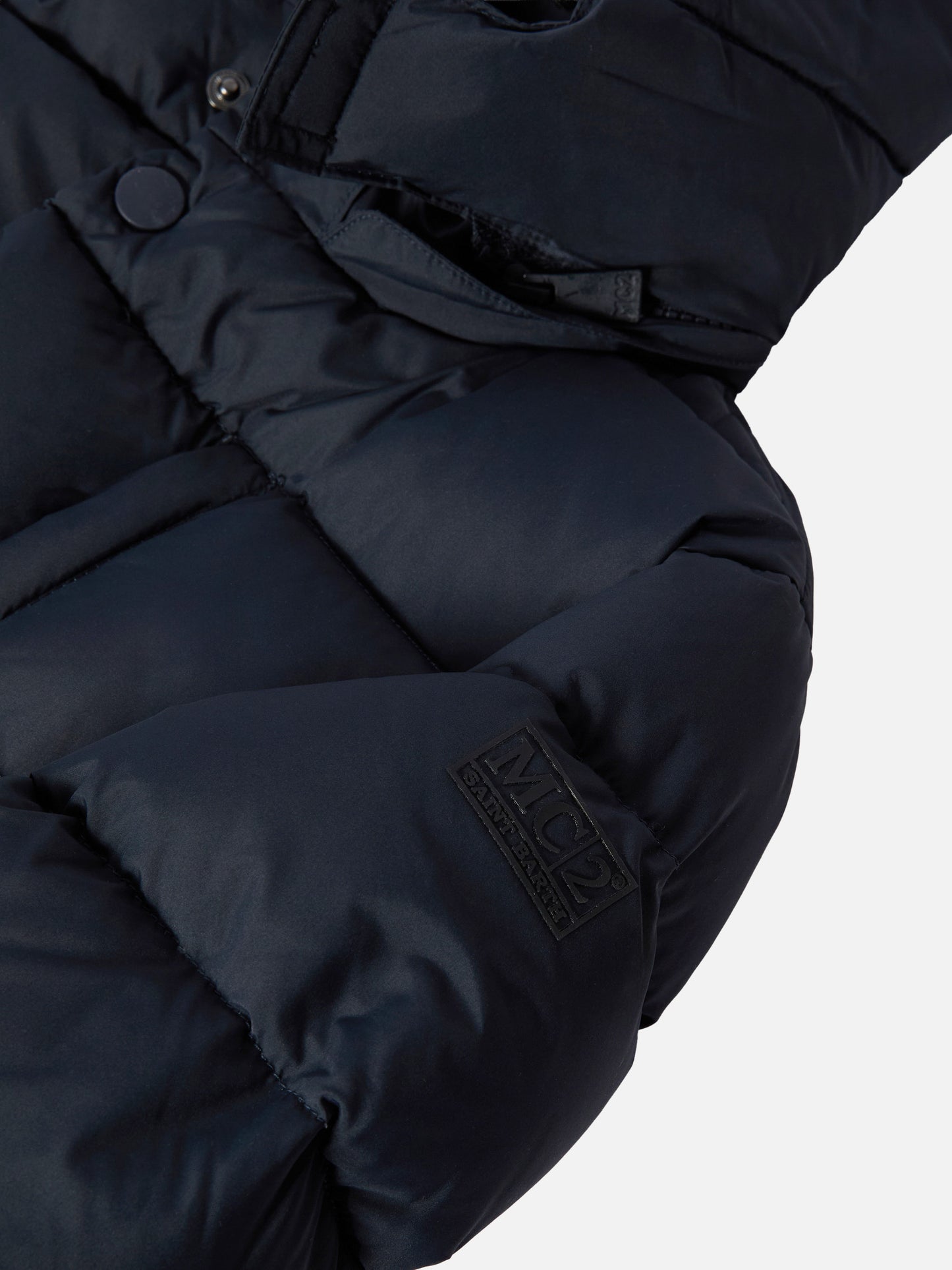 Hooded down padded jacket Young in navy blue
