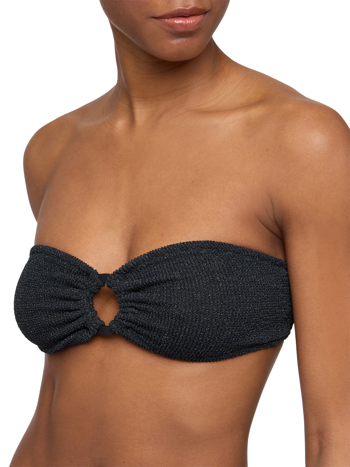 Yulia black lurex crinkle bandeau top