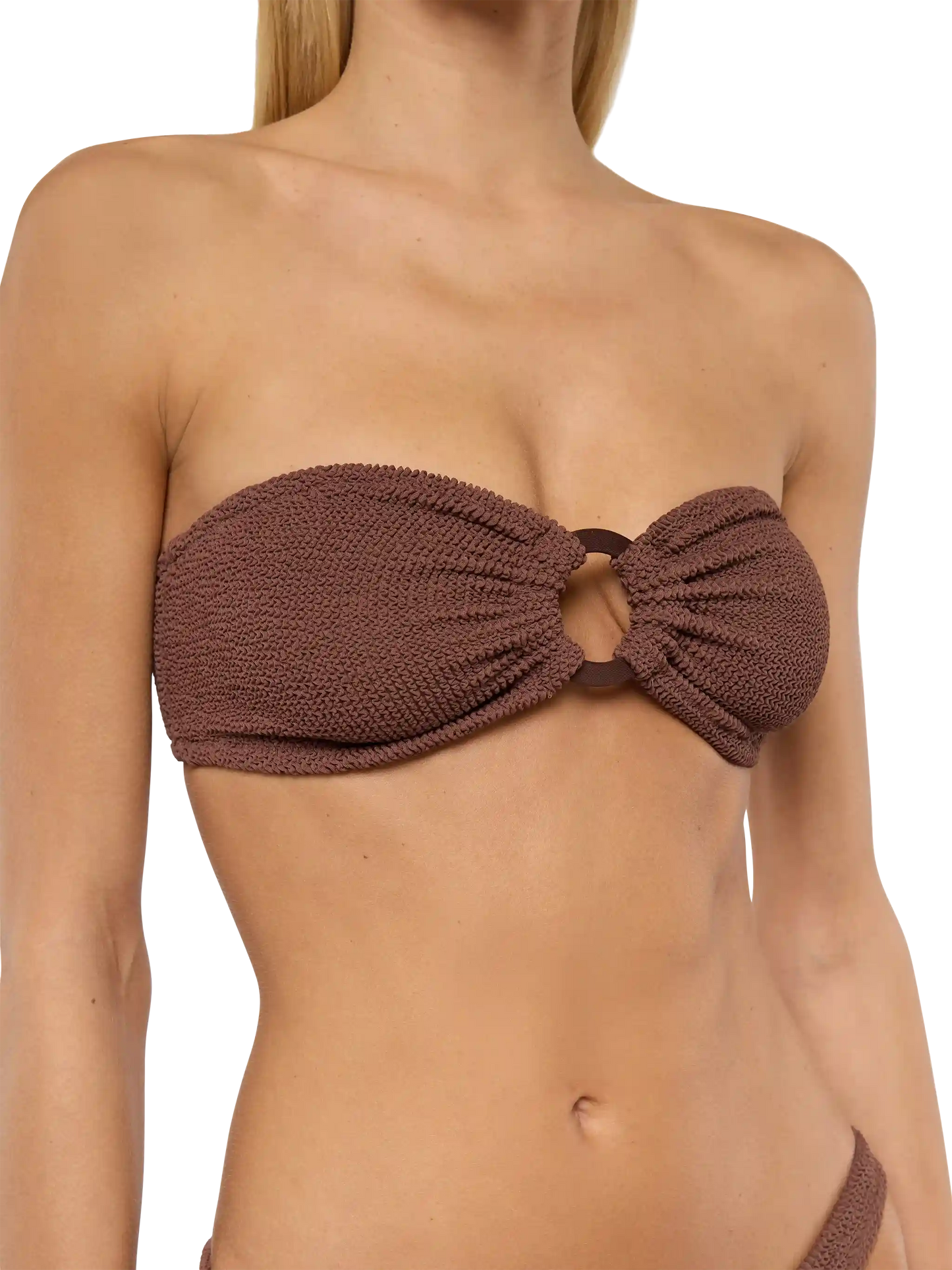 Yulia brown crinkle bandeau top - MC2 Saint Barth