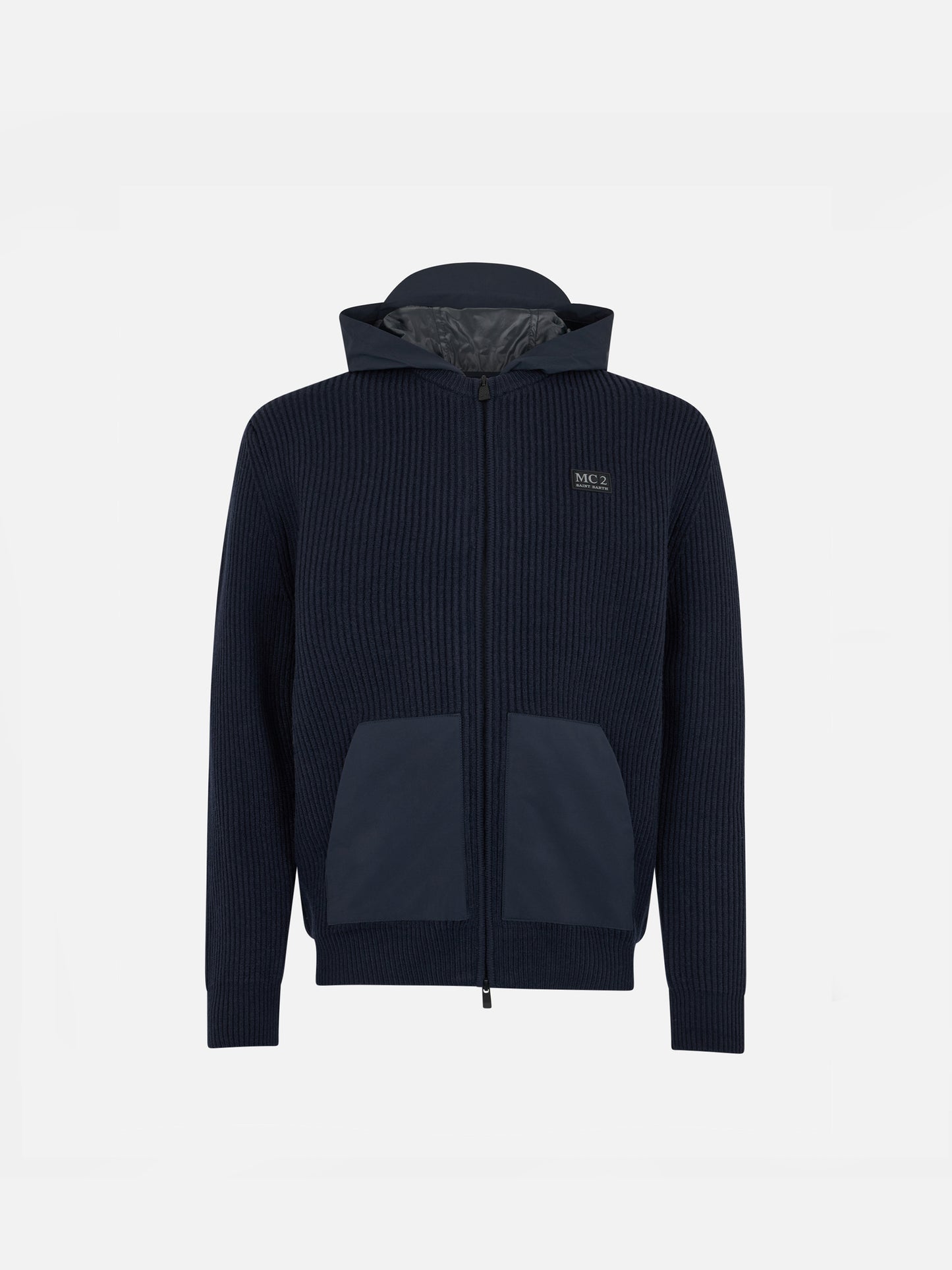 Boy full zip sweater Wiberg Jr with technic fabric hoodie and pockets - MC2 Saint Barth