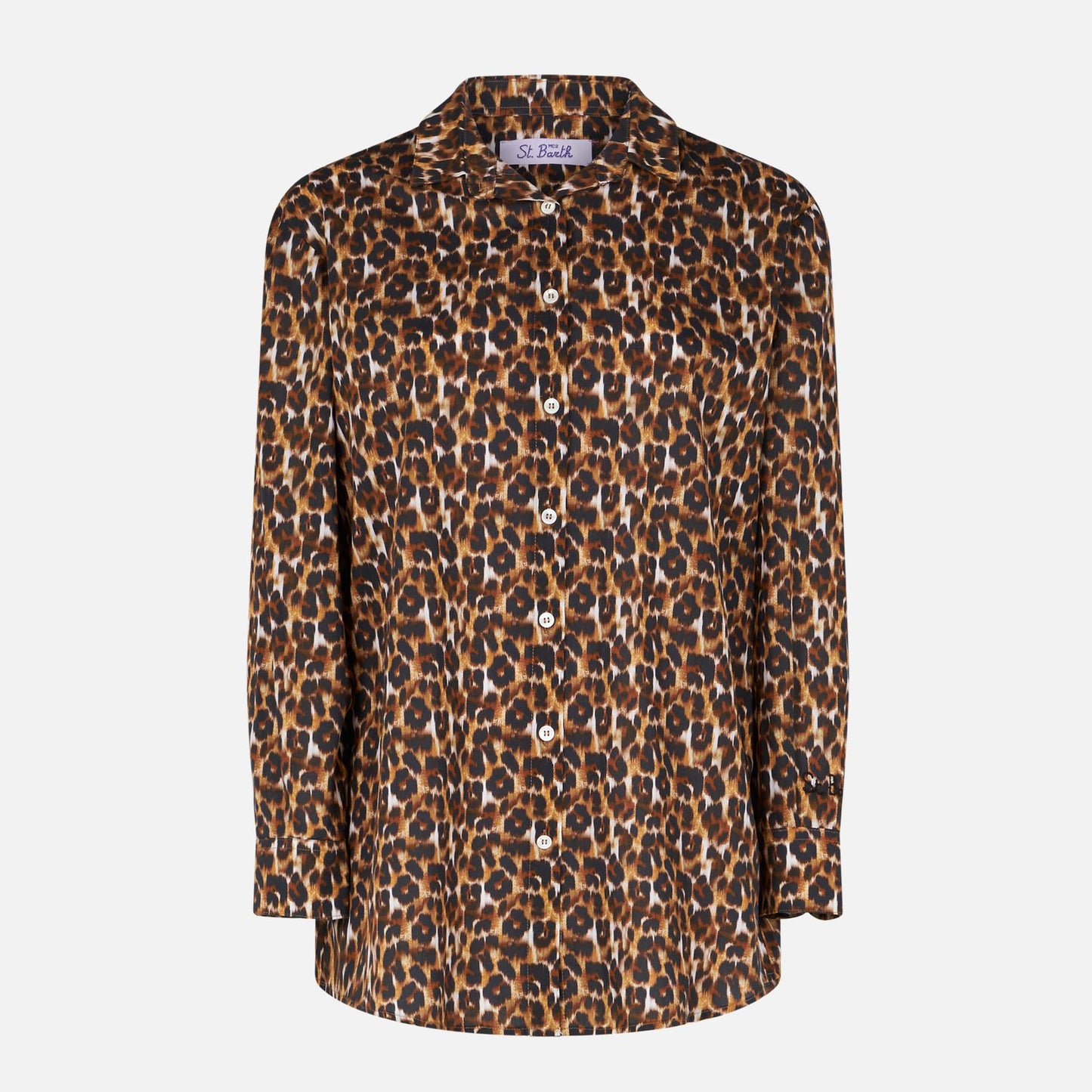 Leopard print cotton shirt with embroidery - MC2 Saint Barth
