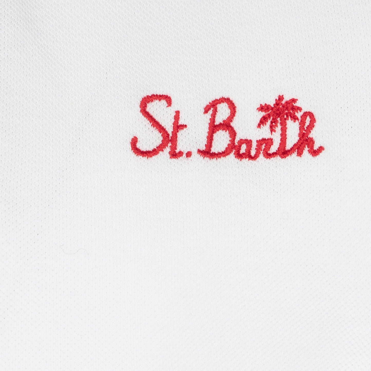 Boy white cotton piquet polo with embroidery - MC2 Saint Barth