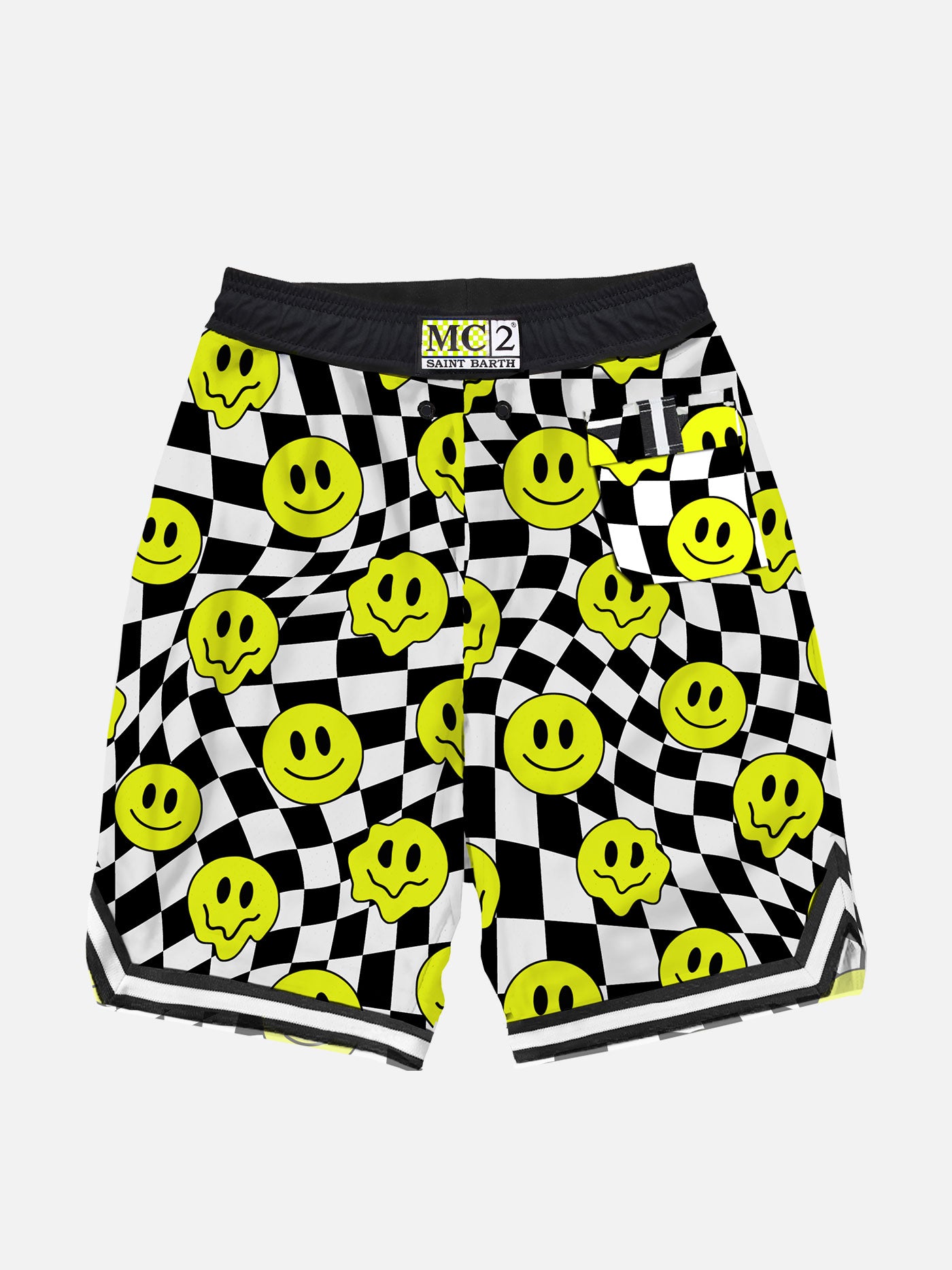 Boy long swim shorts with groovy smile pattern - MC2 Saint Barth