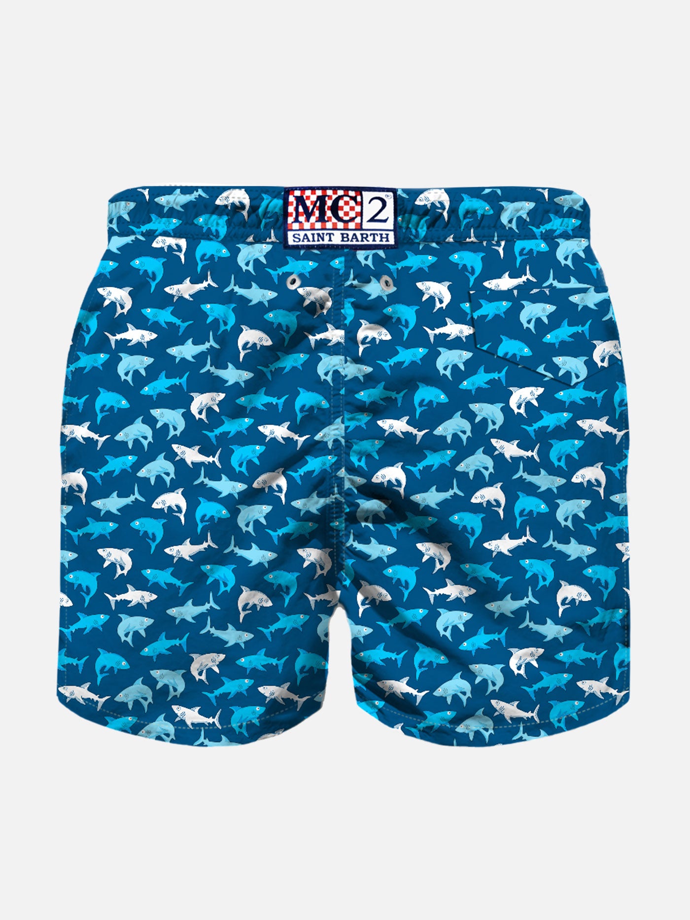 Boy light fabric swim shorts with multicolor sharks print - MC2 Saint Barth