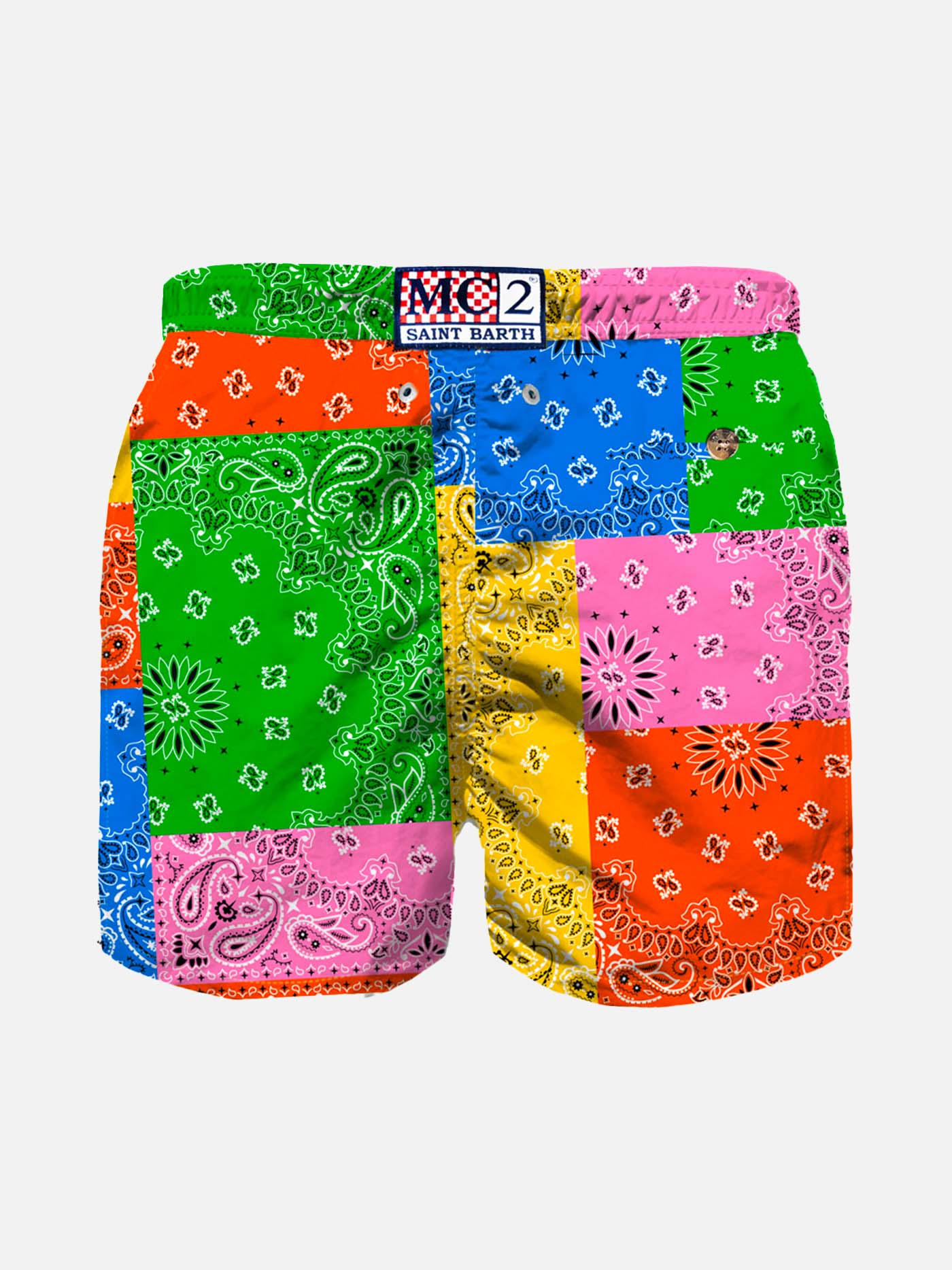 Boy swim shorts with multicolor bandanna print - MC2 Saint Barth
