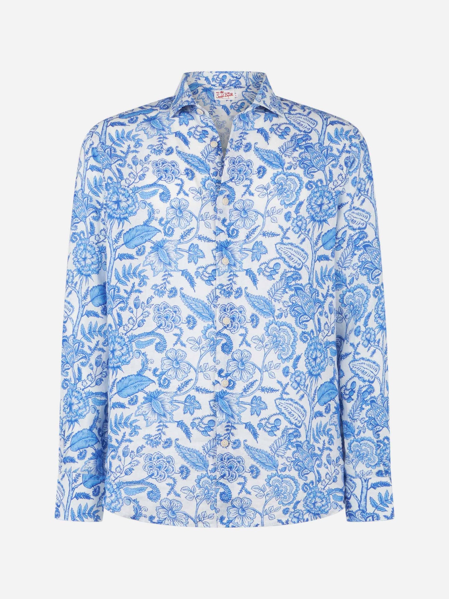 Man linen Pamplona shirt with flower print - MC2 Saint Barth