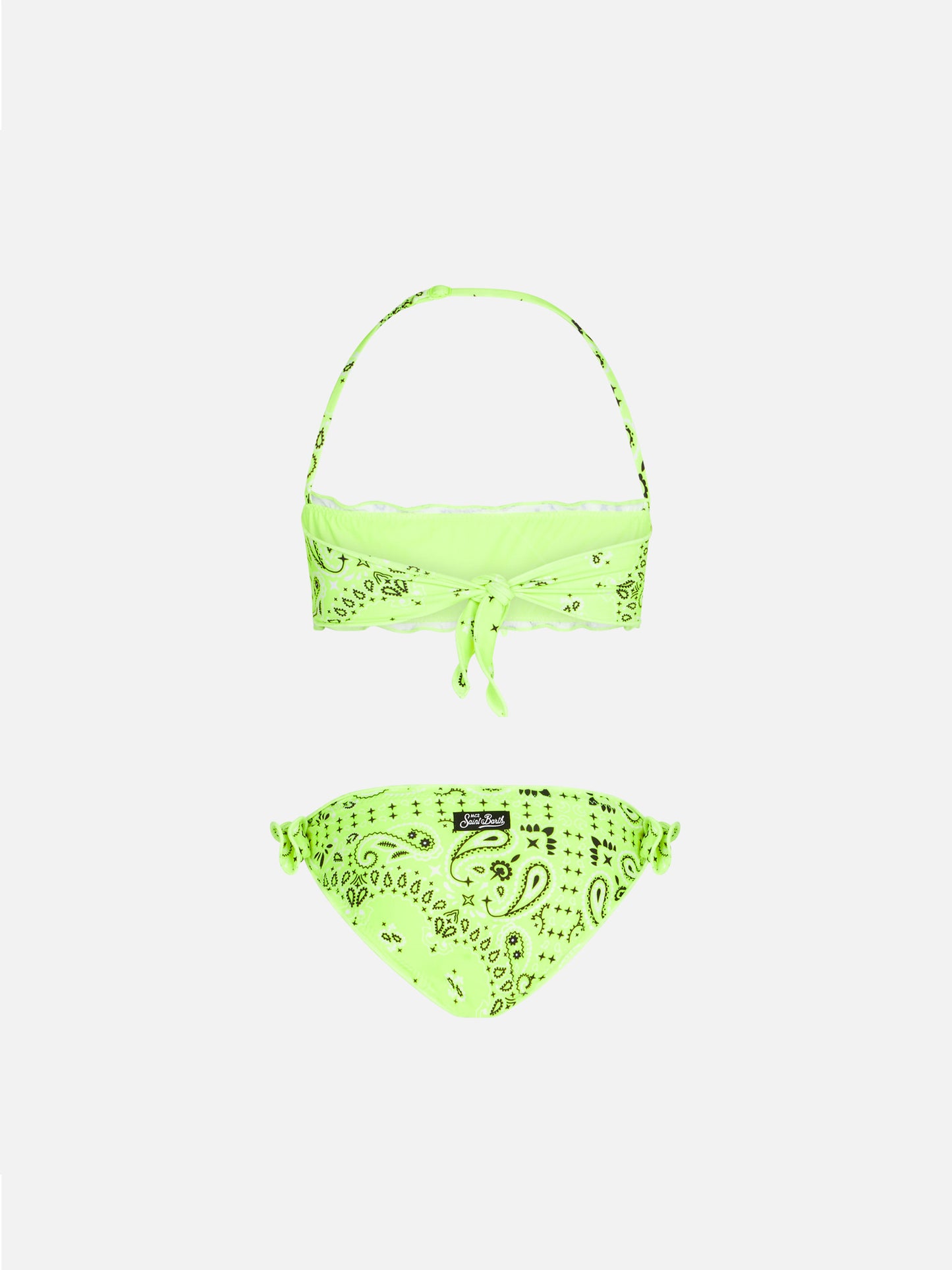 Girl bandeau bikini with fluo yellow bandanna print - MC2 Saint Barth