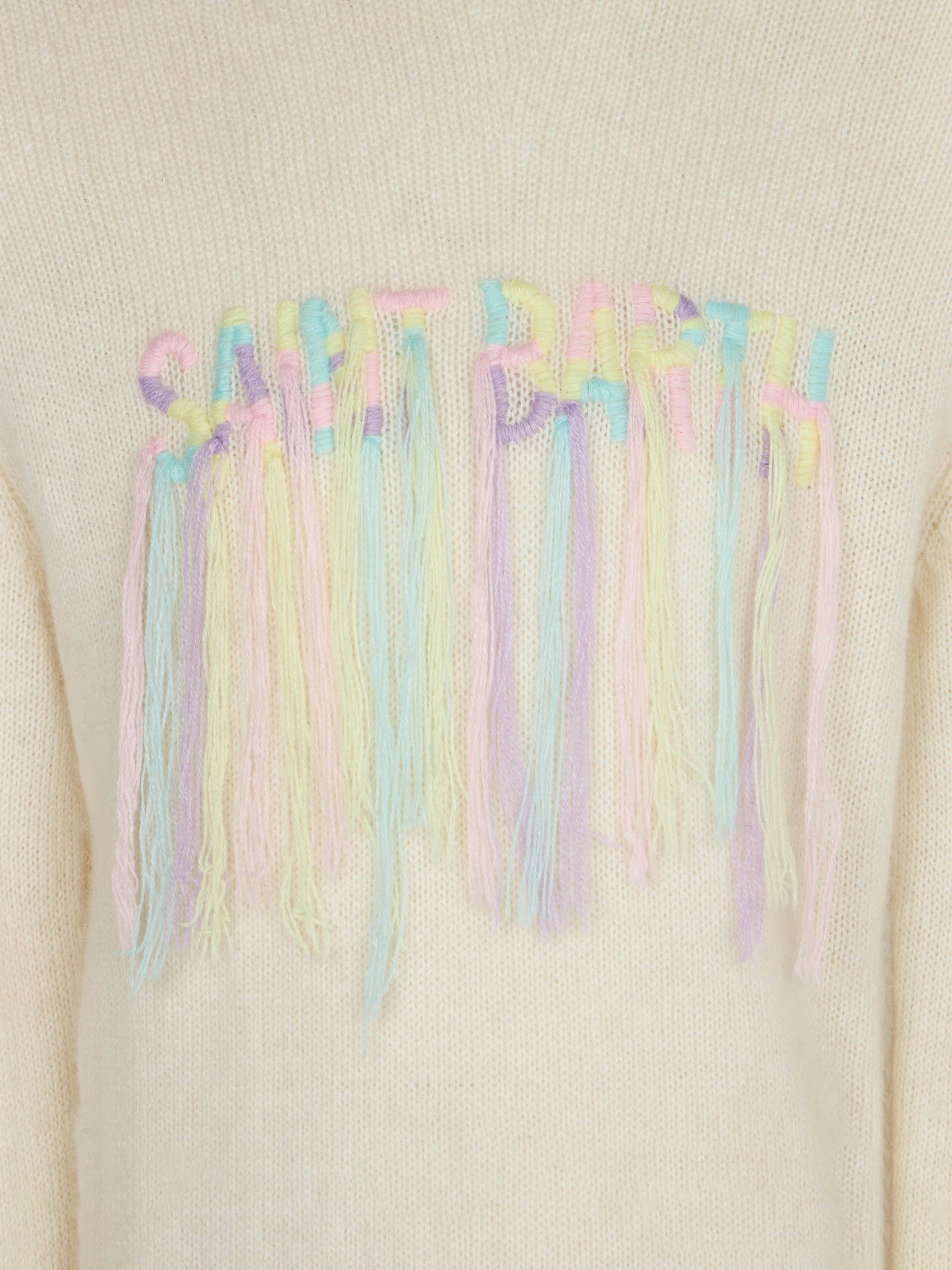 Girl brushed sweater with fringed embroidery - MC2 Saint Barth