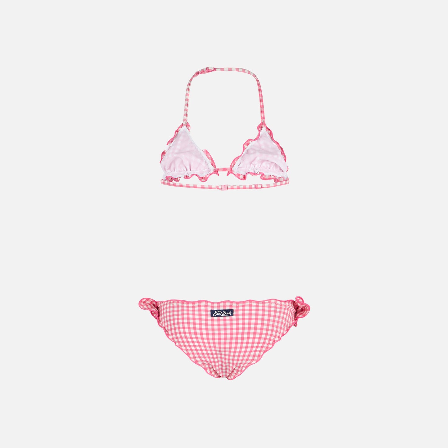 Girl triangle bikini with pink gingham print - MC2 Saint Barth
