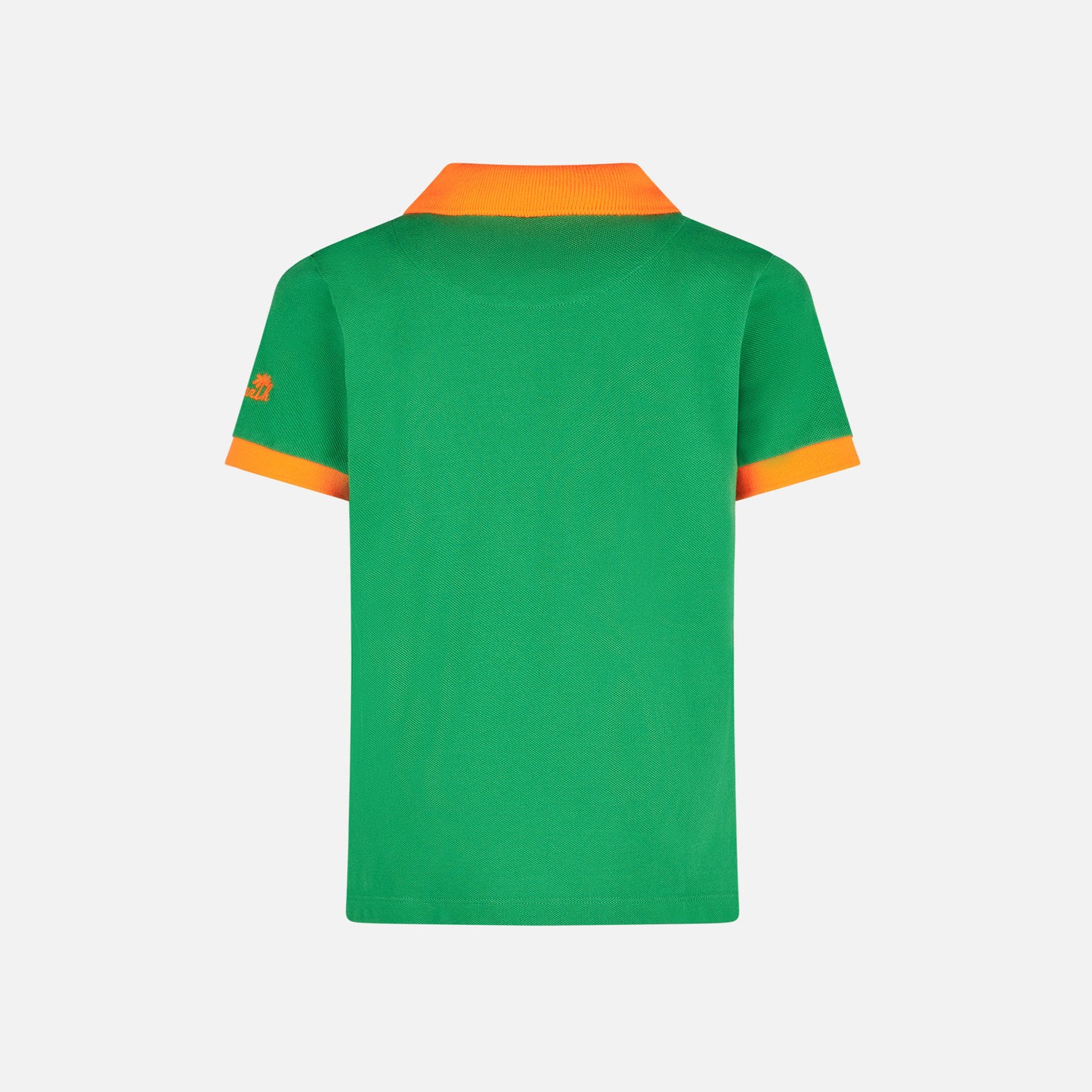Boy green piquet polo with orange St. Barth logo - MC2 Saint Barth