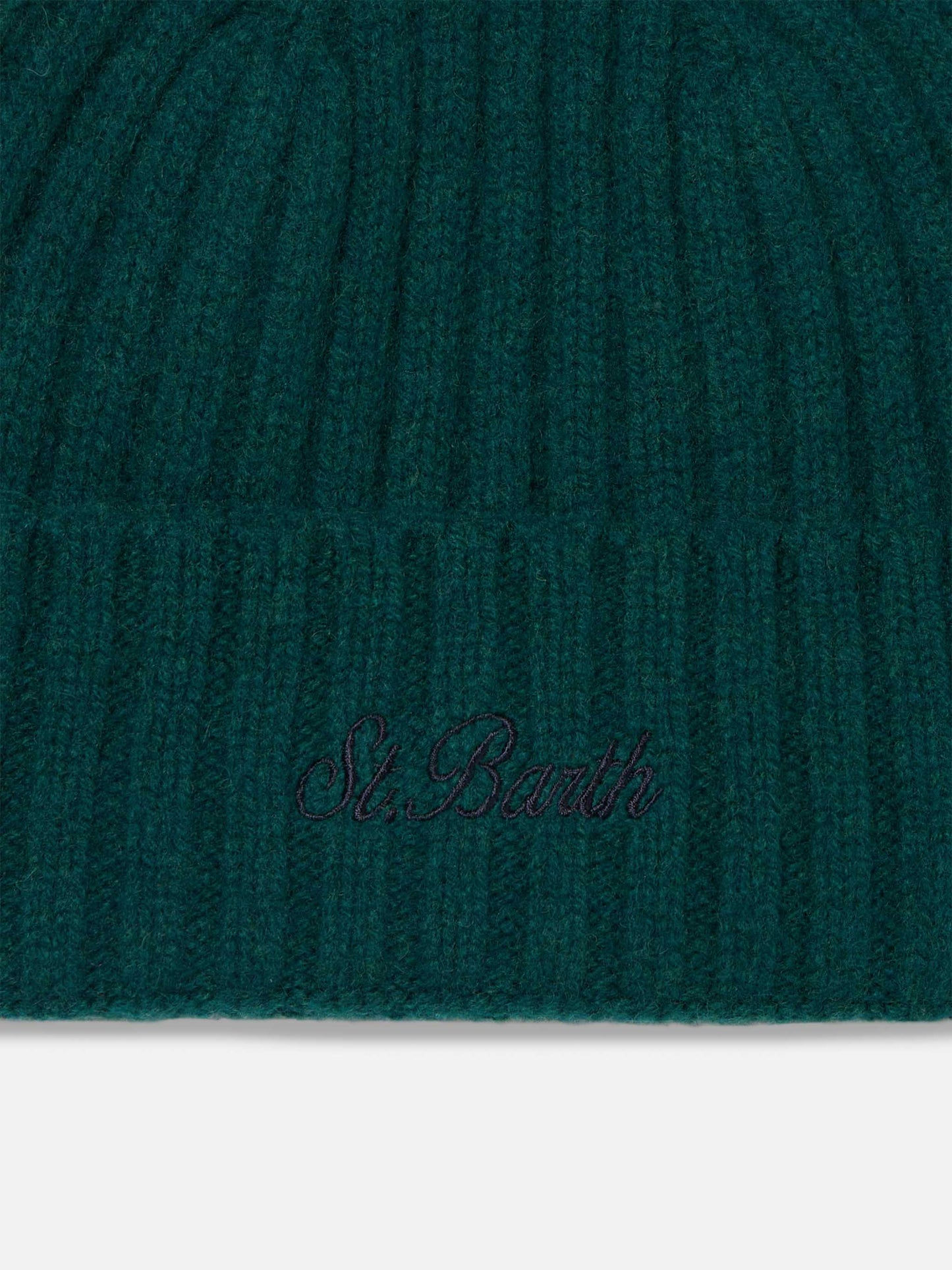 Man green cashmere blend hat Wengen with St. Barth embroidery - MC2 Saint Barth