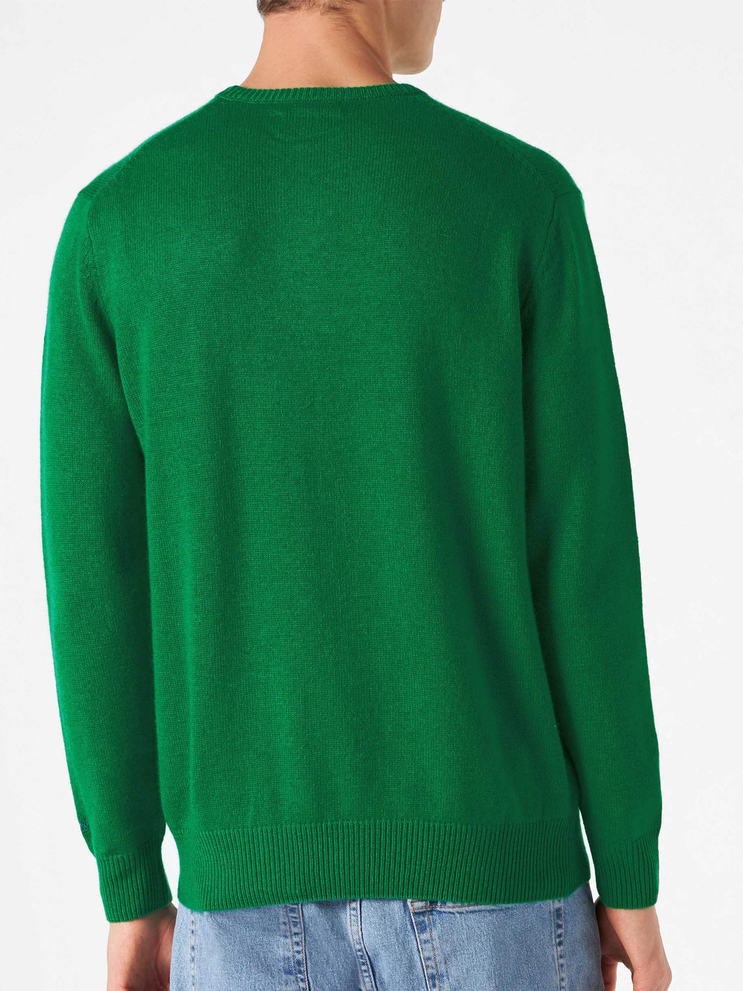Man green sweater with Tequila solves everything embroidery - MC2 Saint Barth