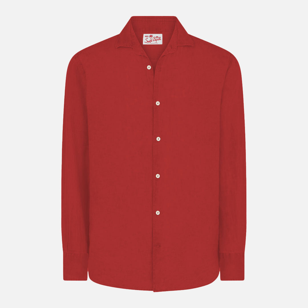 Man burgundy linen Pamplona shirt - MC2 Saint Barth