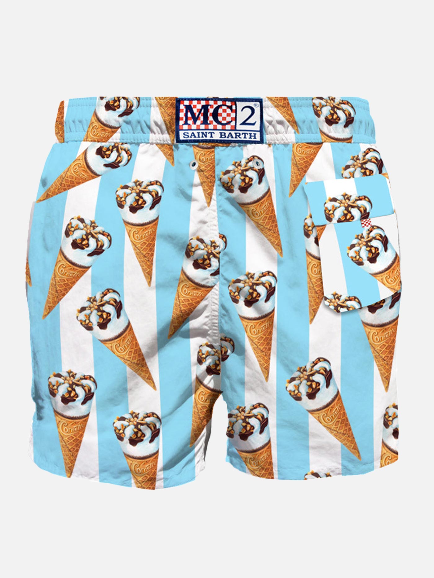 Man classic swim shorts with Cornetto print | ALGIDA® SPECIAL EDITION - MC2 Saint Barth