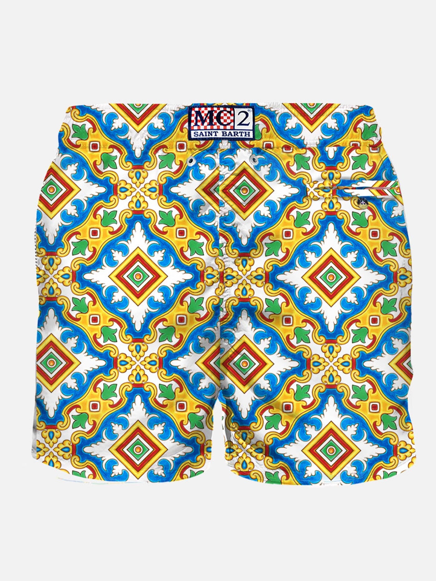 Man light fabric swim shorts with maiolica print - MC2 Saint Barth