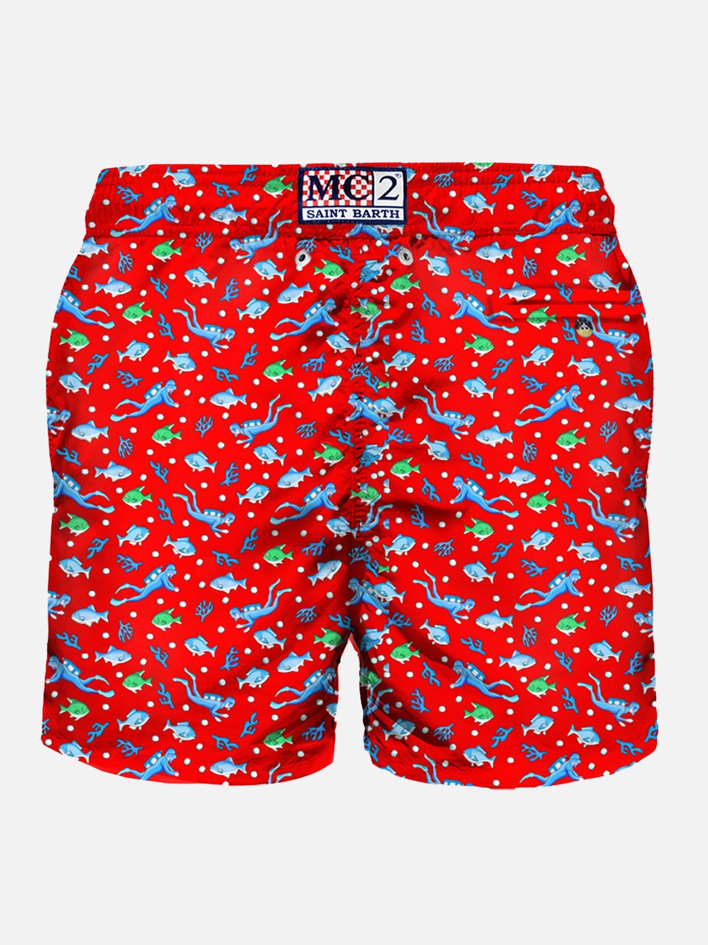 Man light fabric swim shorts with diver print - MC2 Saint Barth