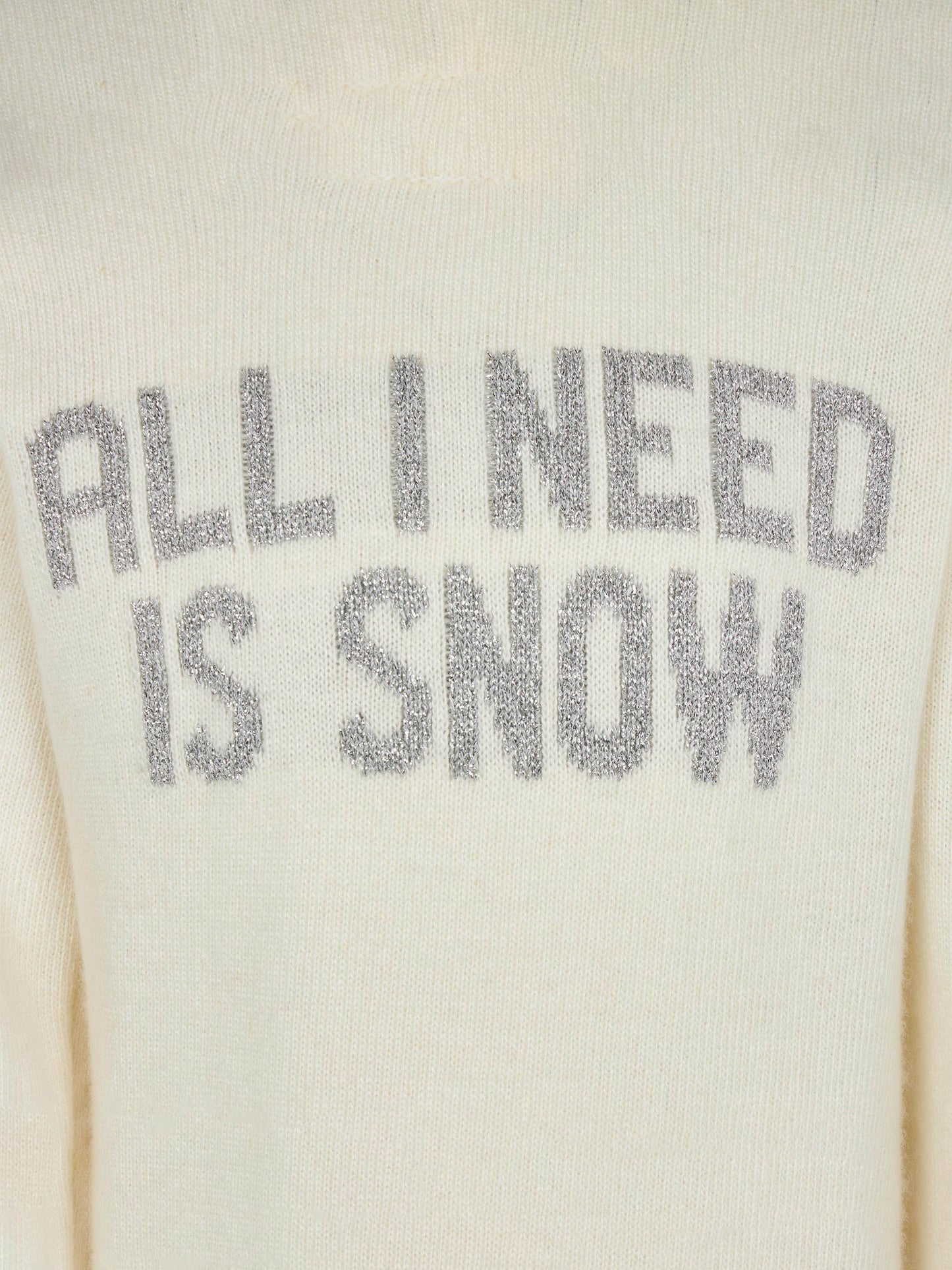 Girl crewneck sweater with All I need is snow lettering - MC2 Saint Barth