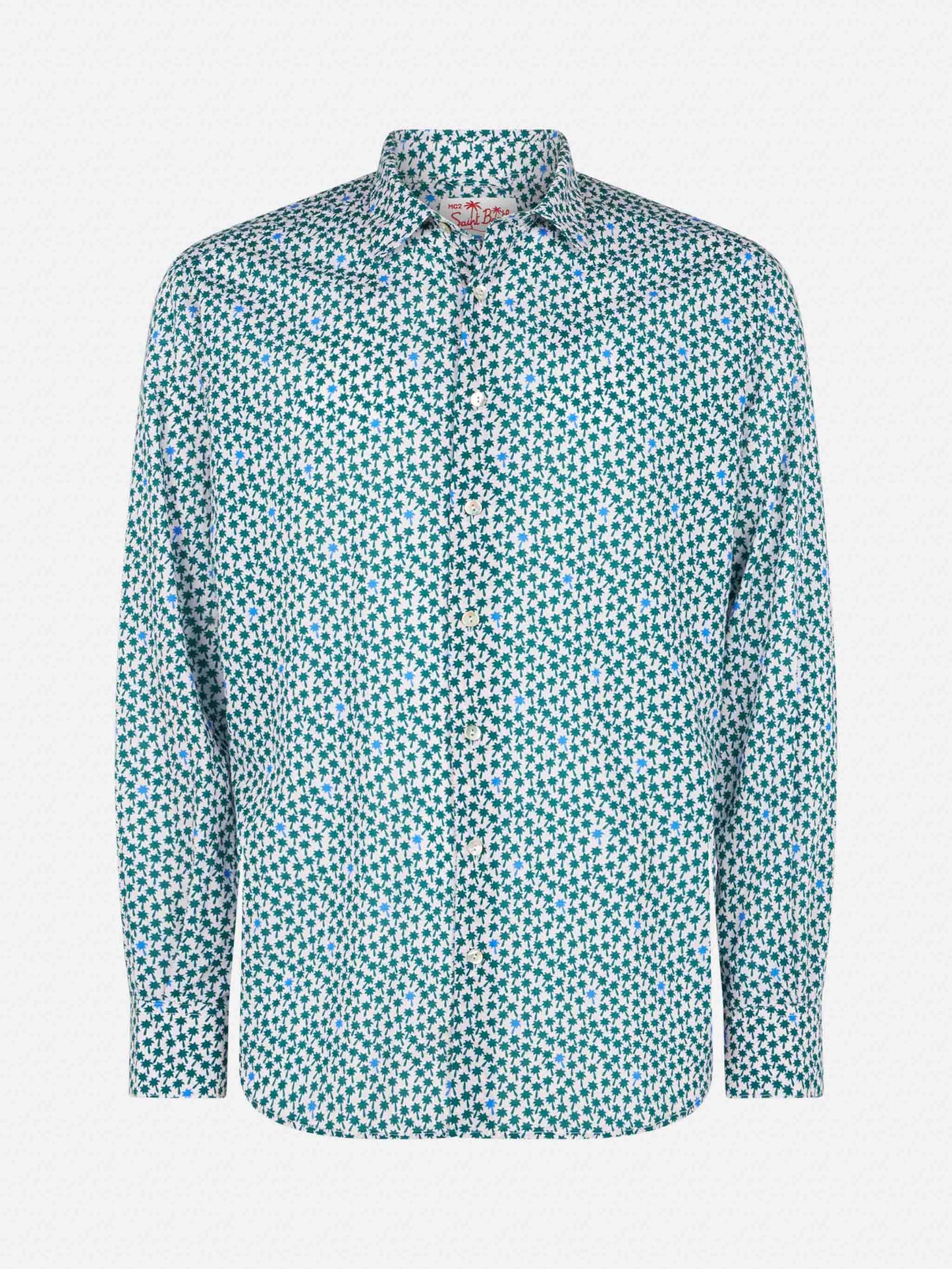 Man muslin cotton Sikelia shirt with palms print - MC2 Saint Barth
