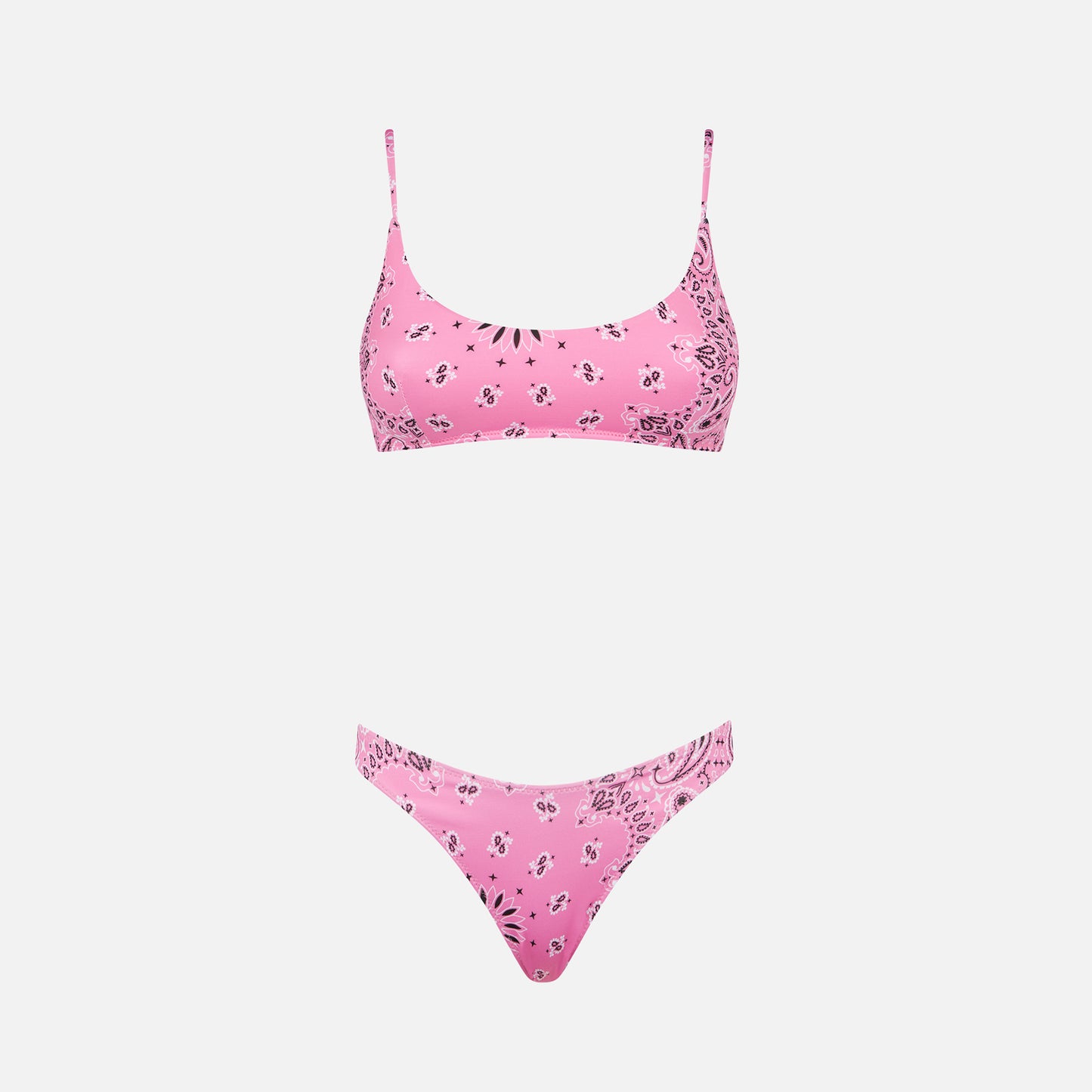 Damen-Bralette-Bikini mit rosa Bandana-Print