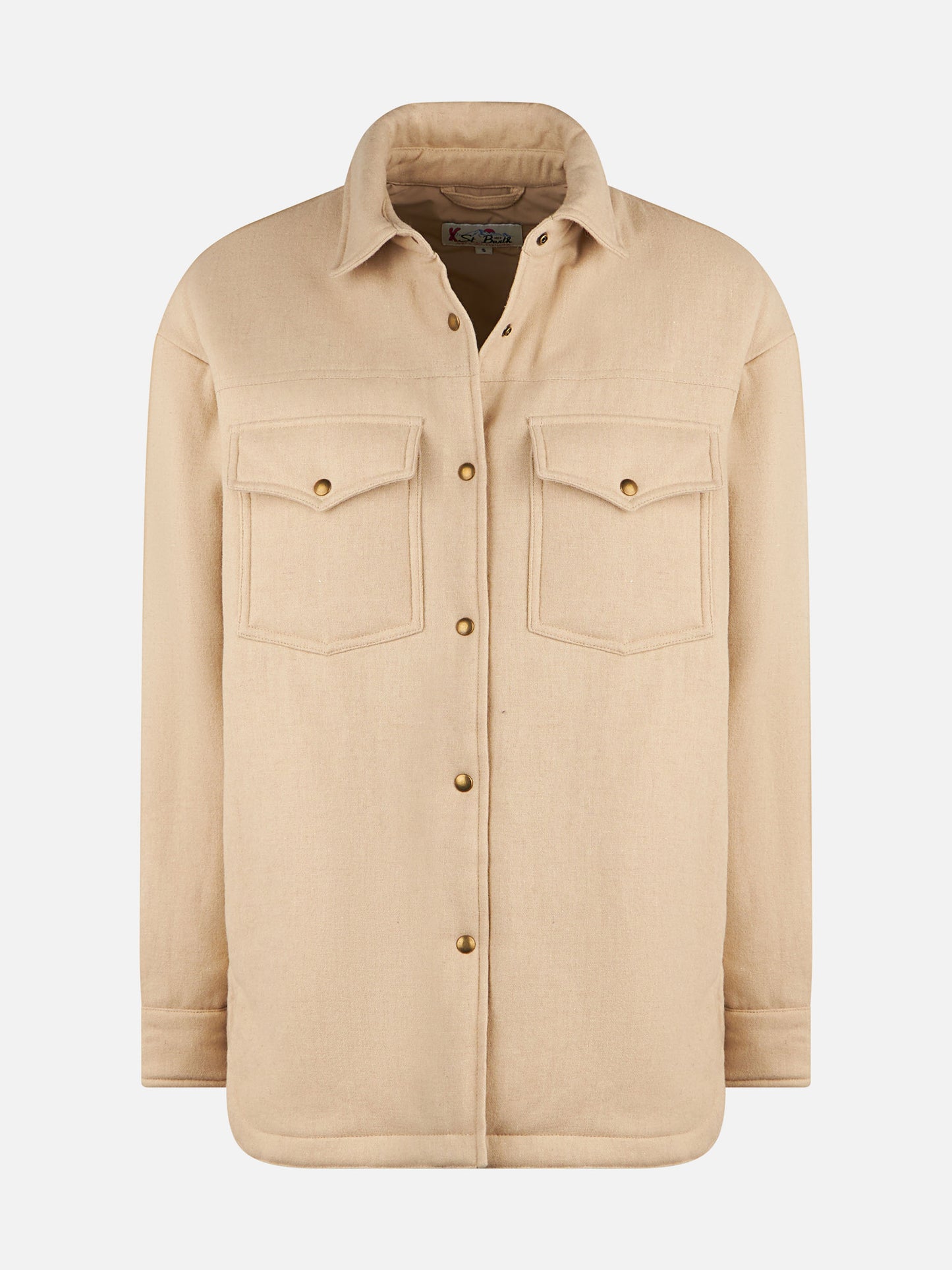 Woman wooly jacket with Saint Barth rhinestones print - MC2 Saint Barth