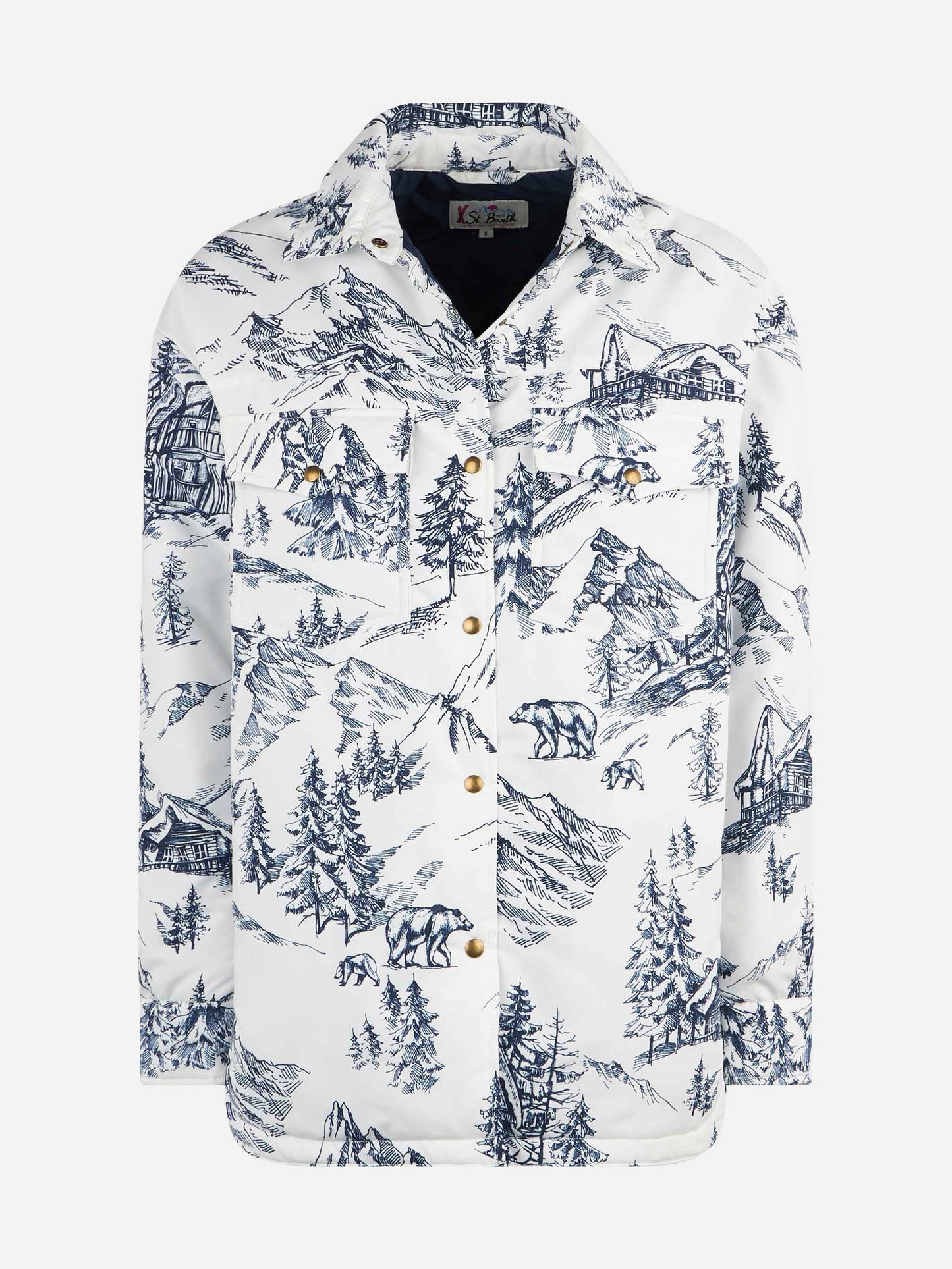 Woman quilted padded jacket with bandanna print - MC2 Saint Barth